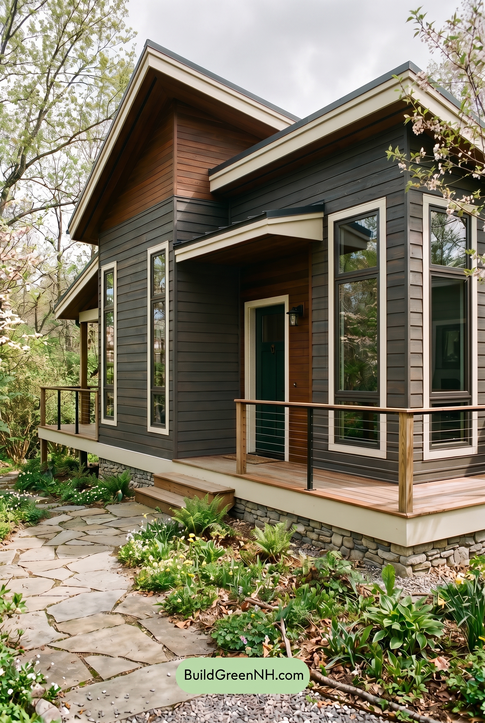 Modern Grey House Exterior Color Scheme: Umber Cream Edge - Overcast
