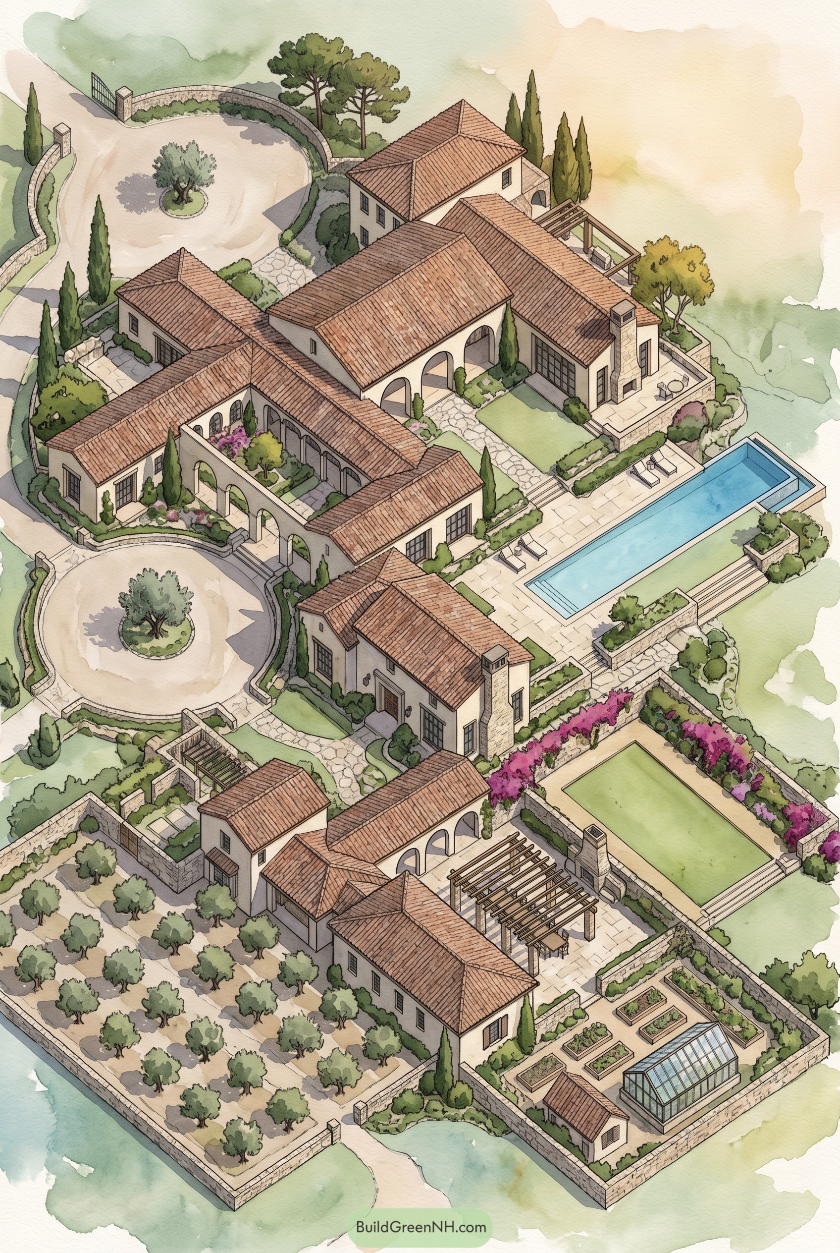 Mediterranean estate with pool orchard and gardens