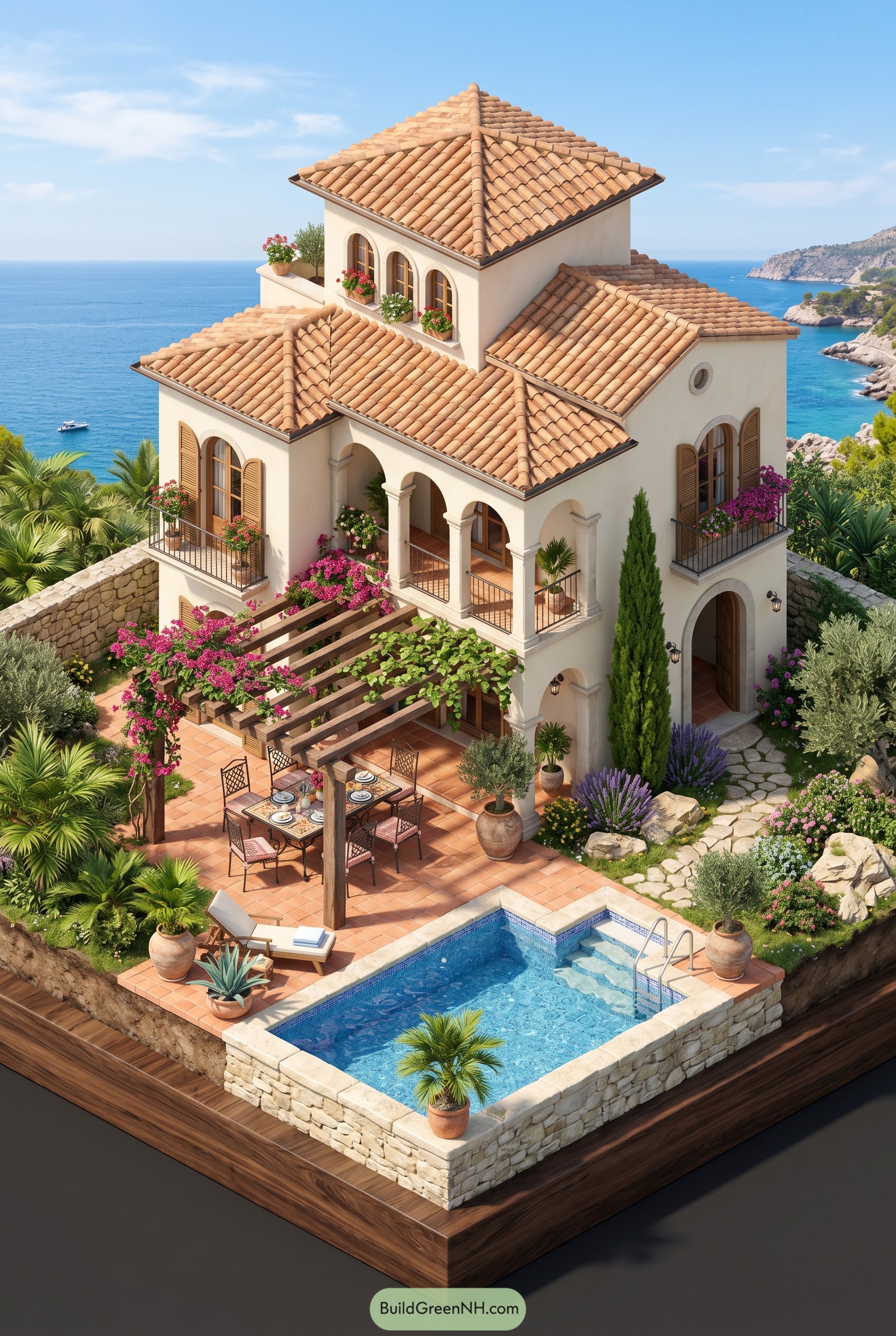 Mediterranean villa with pool and sea view