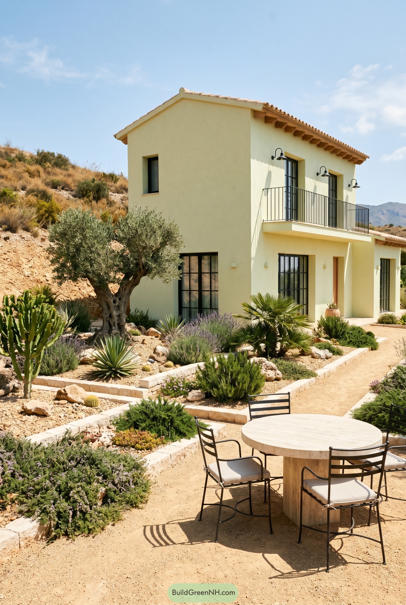 Mediterranean villa with drought tolerant garden