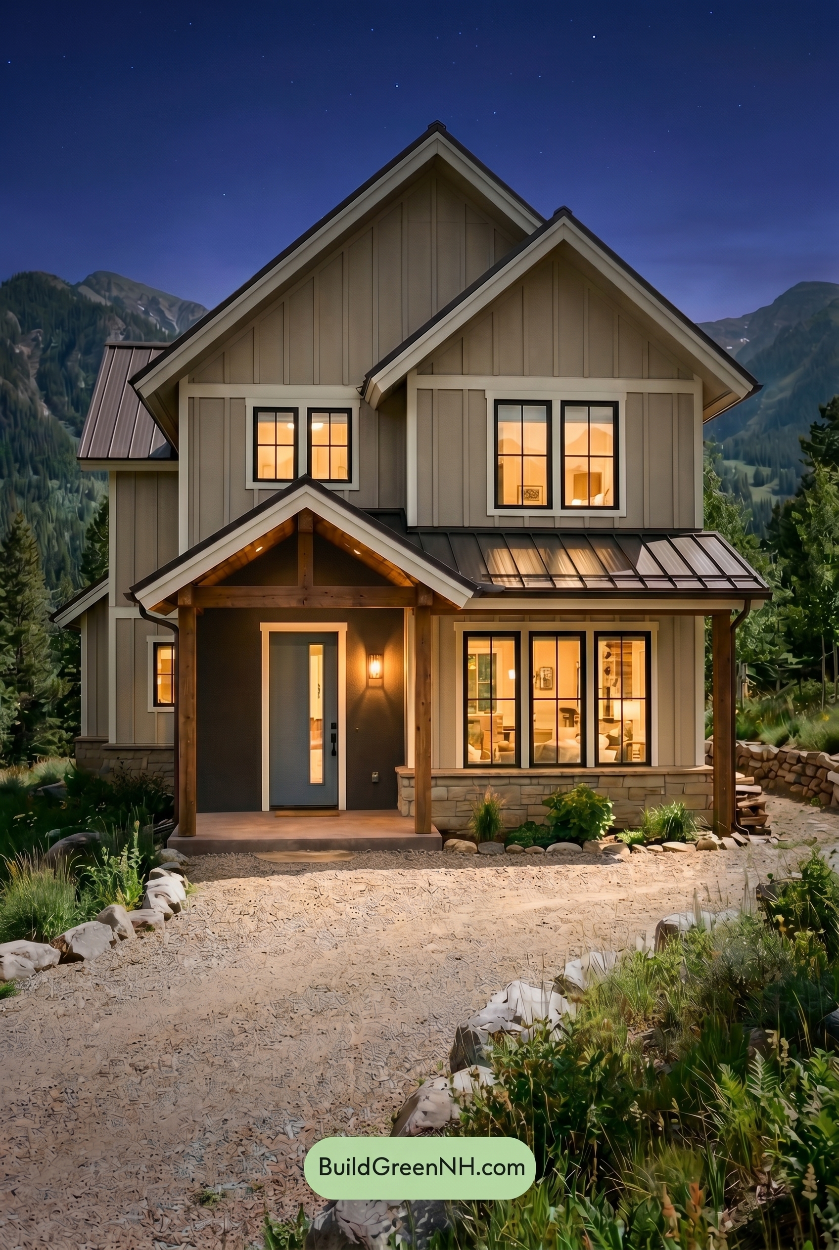 Neutral Small House Color Scheme: Clay Black Balance - Nighttime
