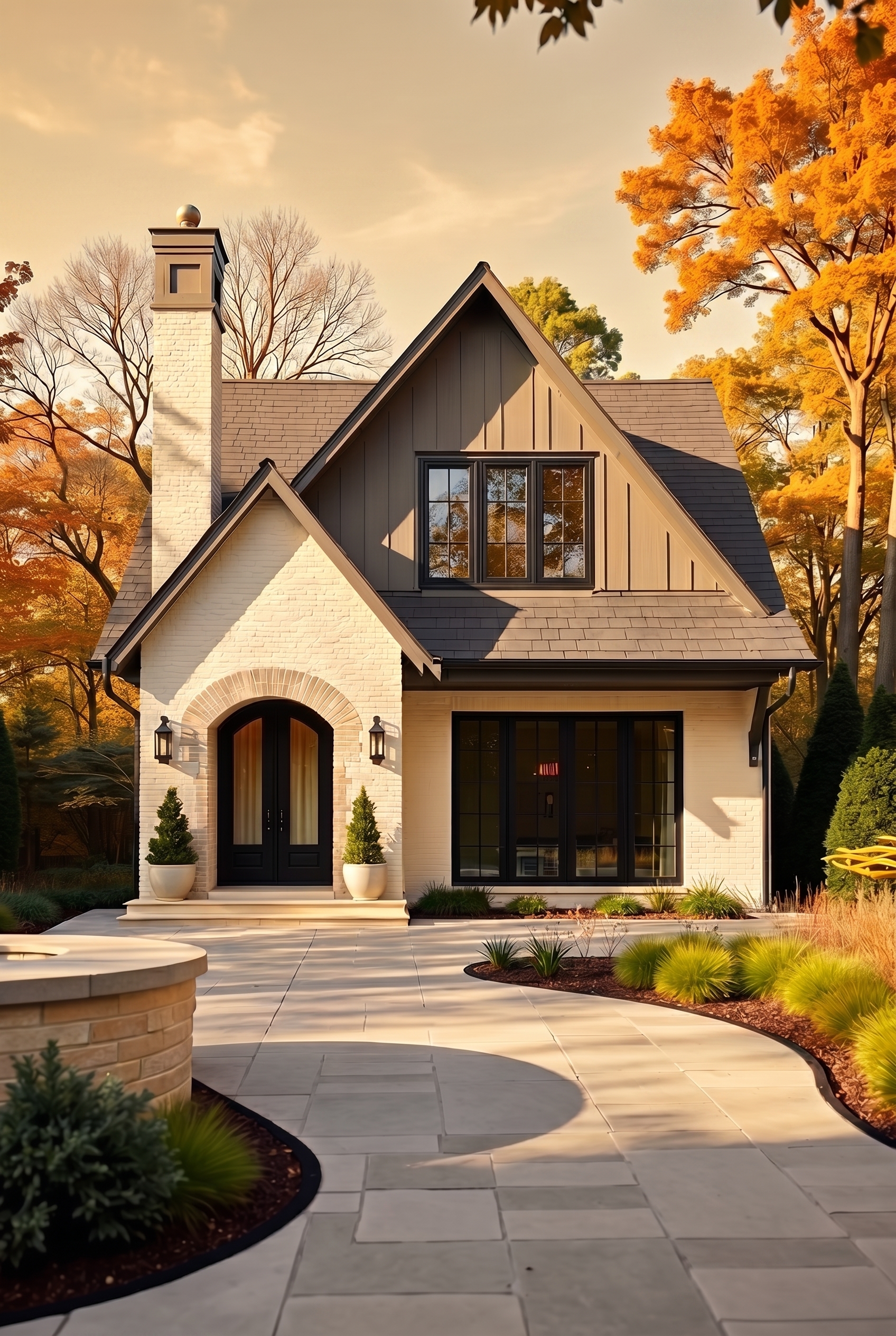 Neutral Small House Color Scheme: Neutral Gable Glory - Golden Hour
