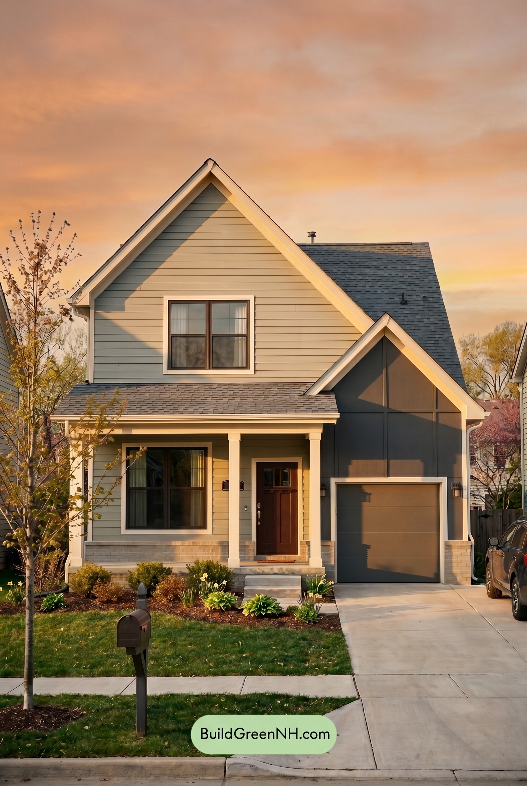 Neutral Small House Color Scheme: Oyster Iron Haven - Golden Hour