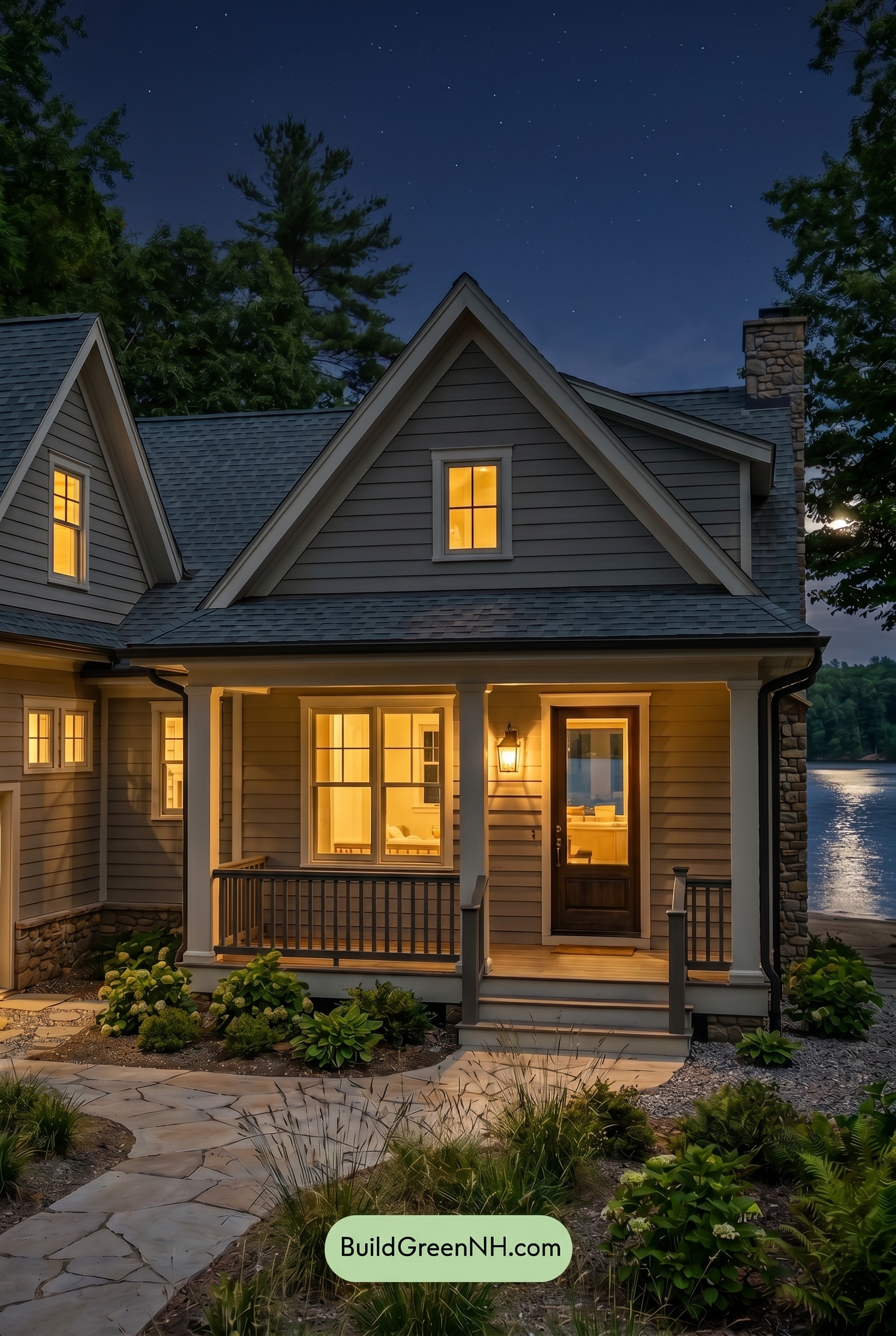 Neutral Small House Color Scheme: Pale Greige Ease - Nighttime