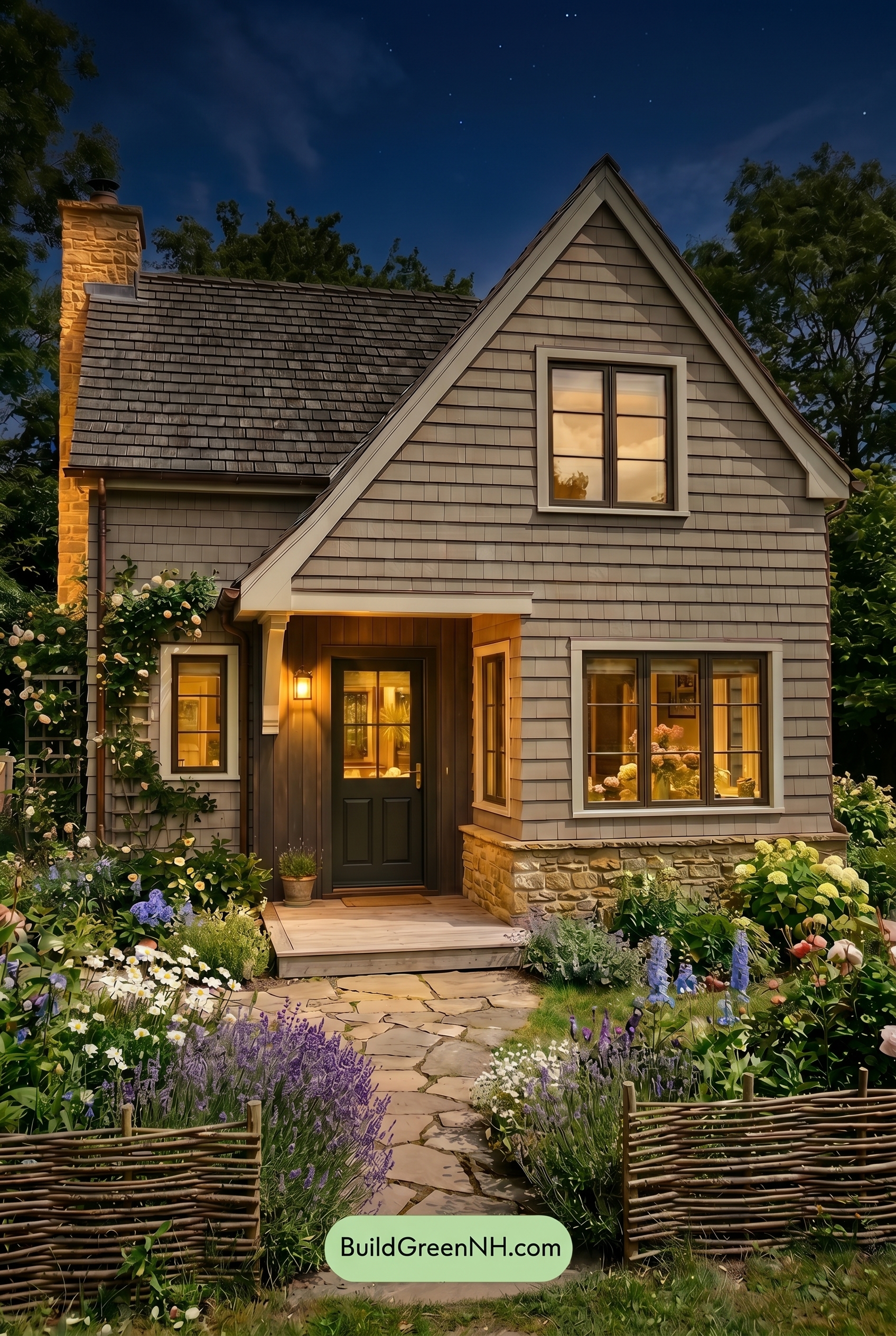 Neutral Small House Color Scheme: Pale Warm Retreat - Nighttime