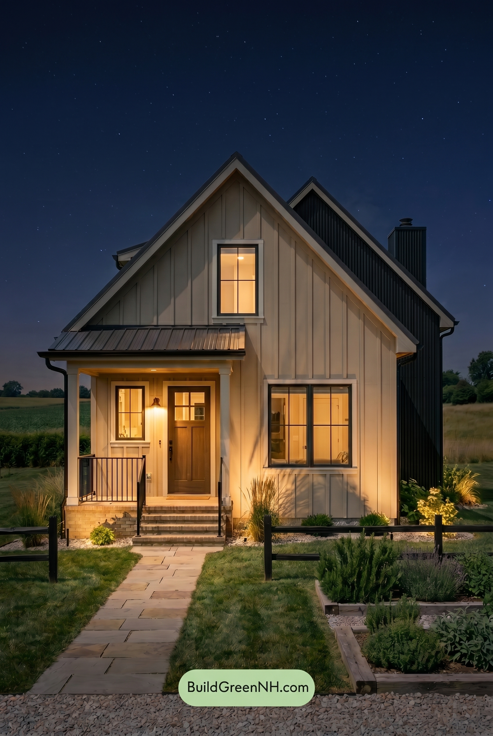Neutral Small House Color Scheme: Sandstone Slate Poise - Nighttime