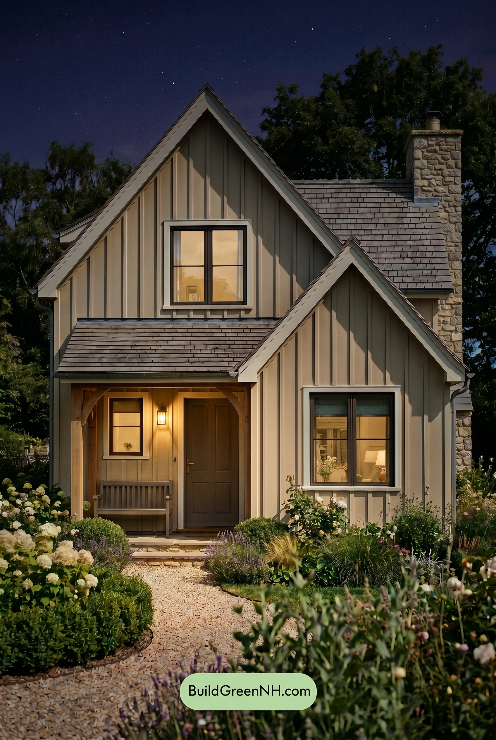 Neutral Small House Color Scheme: Soft Beige Retreat - Nighttime