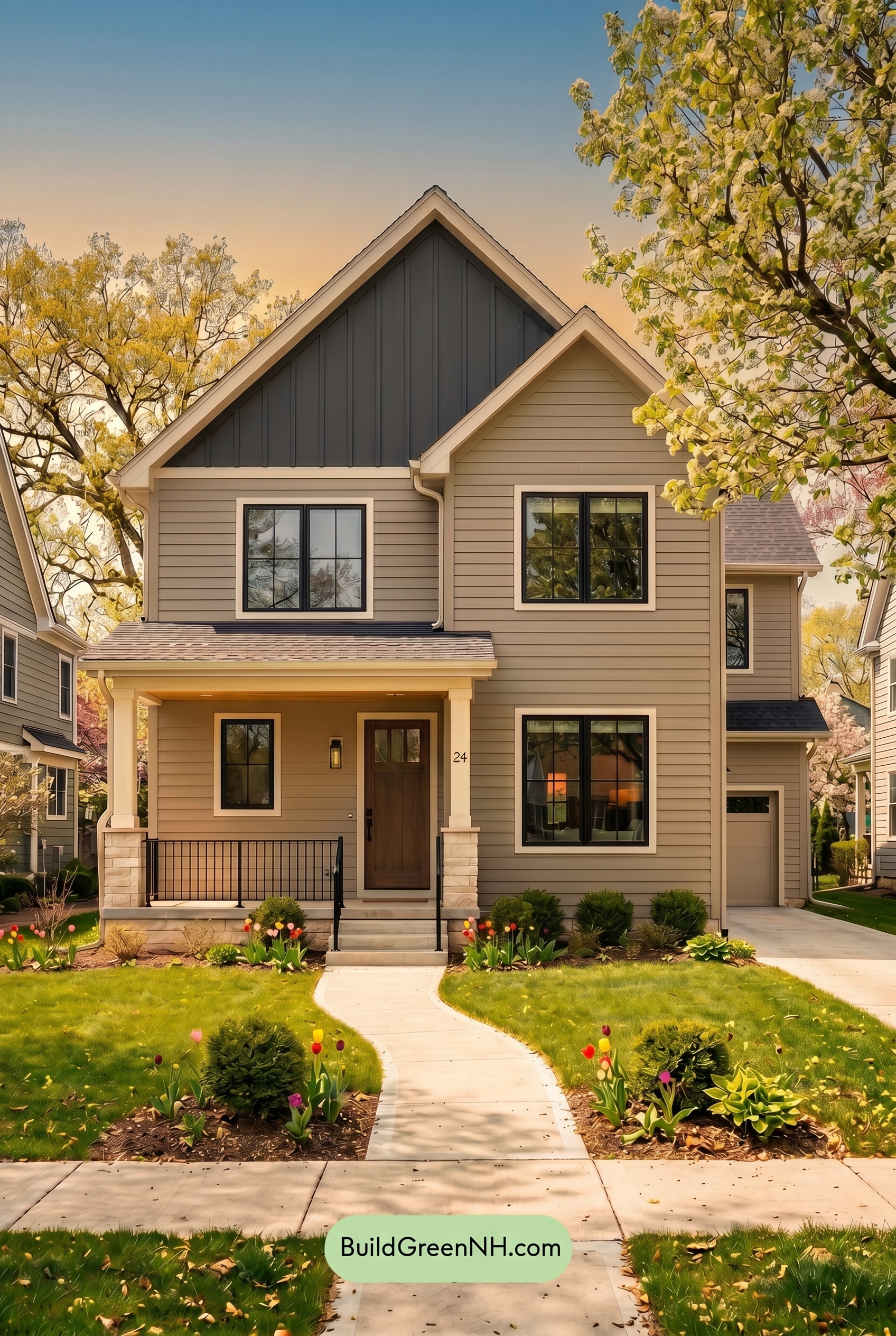 Neutral Small House Color Scheme: Soft Neutral Contrast - Golden Hour