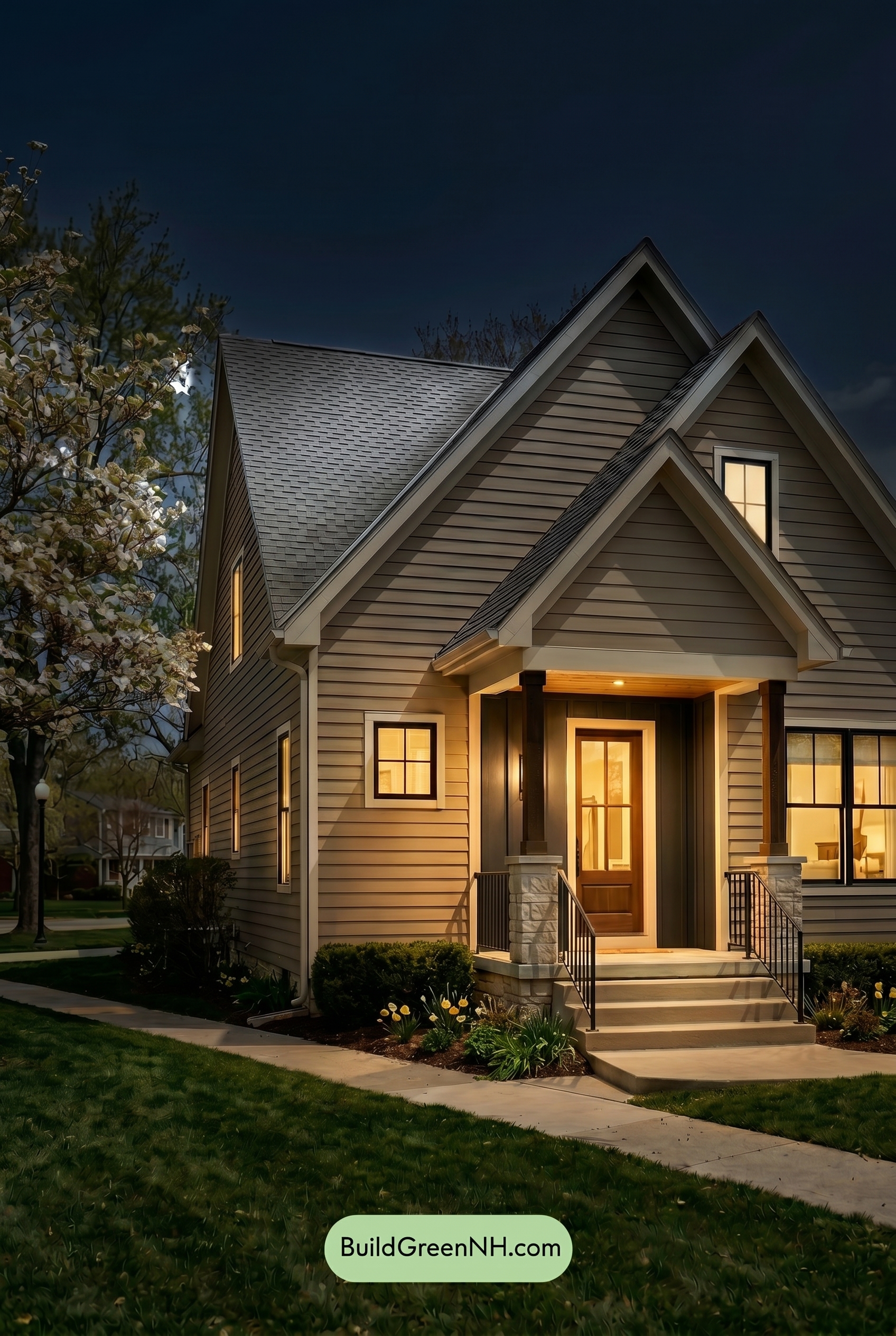 Neutral Small House Color Scheme: Taupe Charcoal Ease - Nighttime