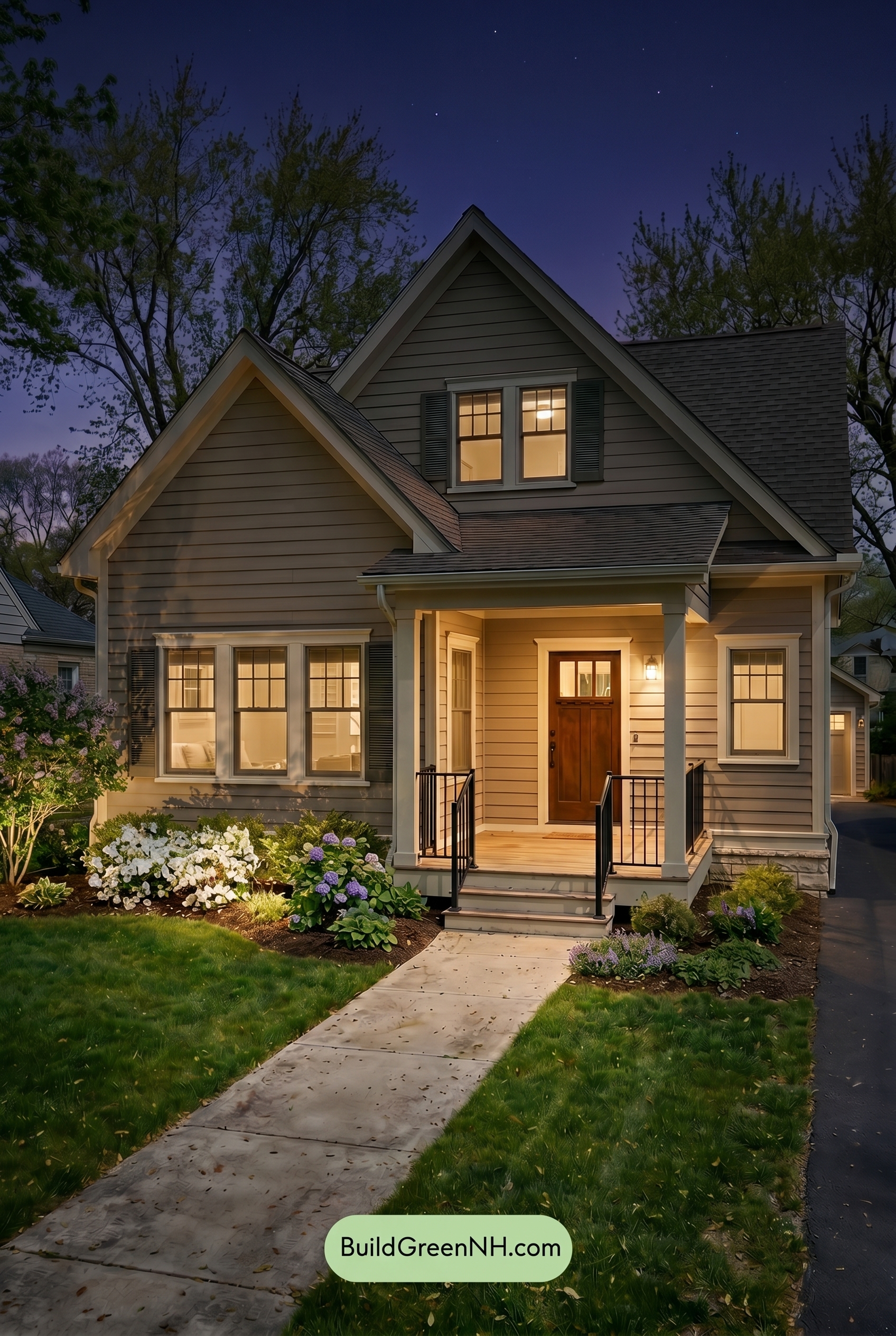 Neutral Small House Color Scheme: Warm Taupe Calm - Nighttime