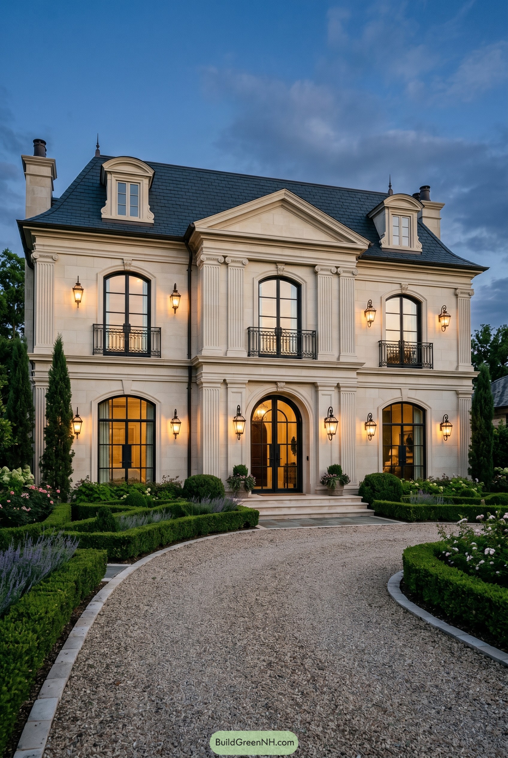 Classic stone villa with mansard roof