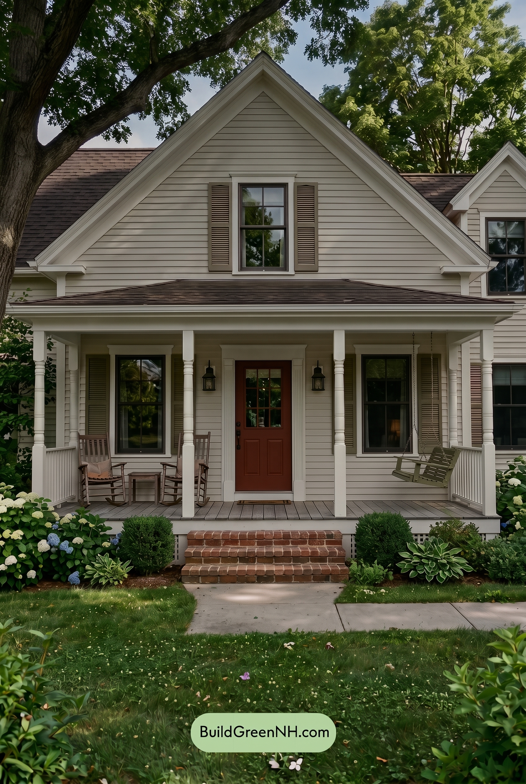 Off White Farmhouse Exterior Color Scheme: Bone Olive Hearth - Shade