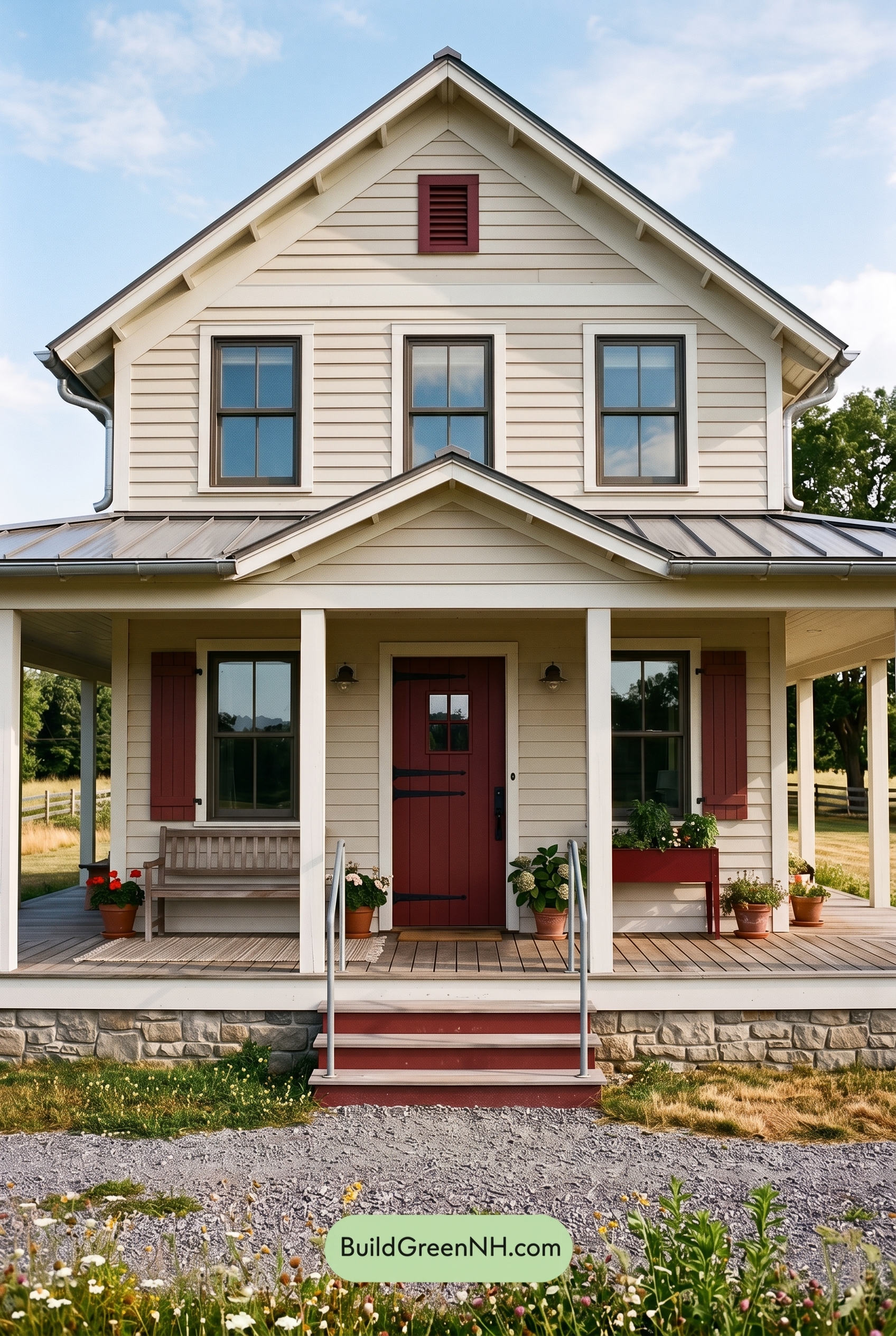 Off White Farmhouse Exterior Color Scheme: Bone White Claret