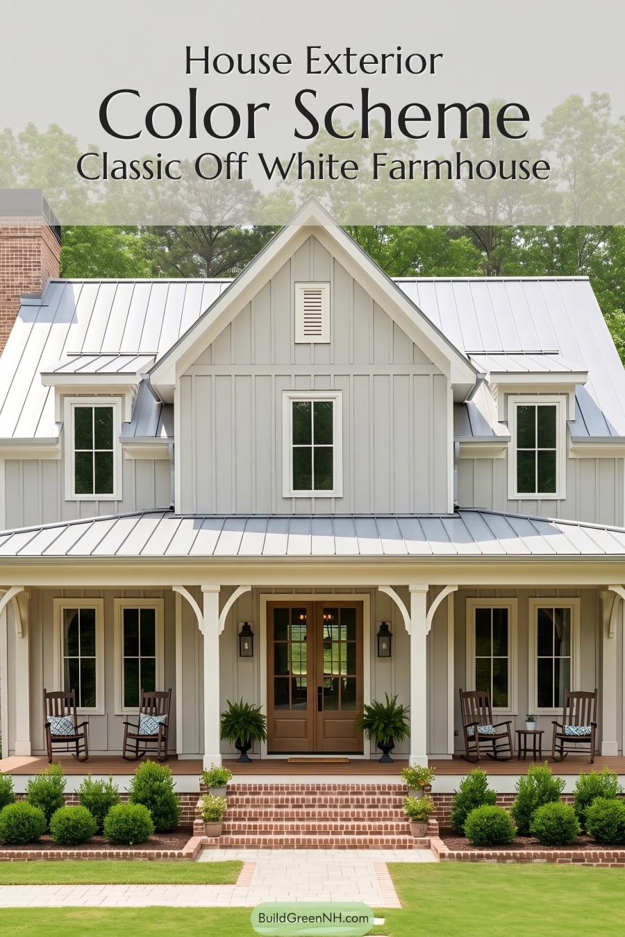 Off White Farmhouse Exterior Color Scheme: Classic Off White Farmhouse