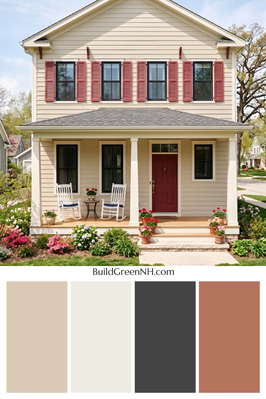 Off White Farmhouse Exterior Color Scheme: Creamy White Cardinal