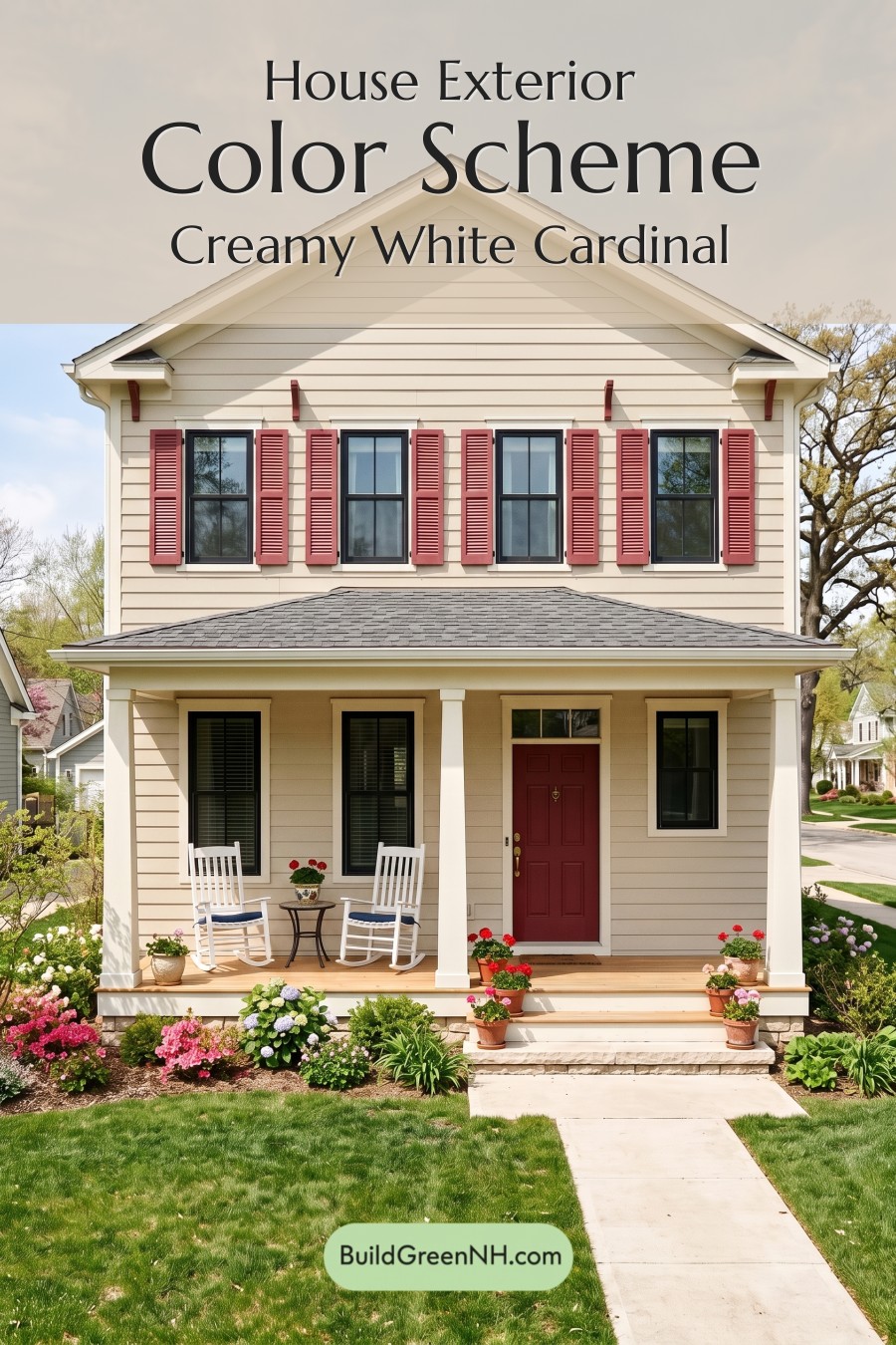Off White Farmhouse Exterior Color Scheme: Creamy White Cardinal