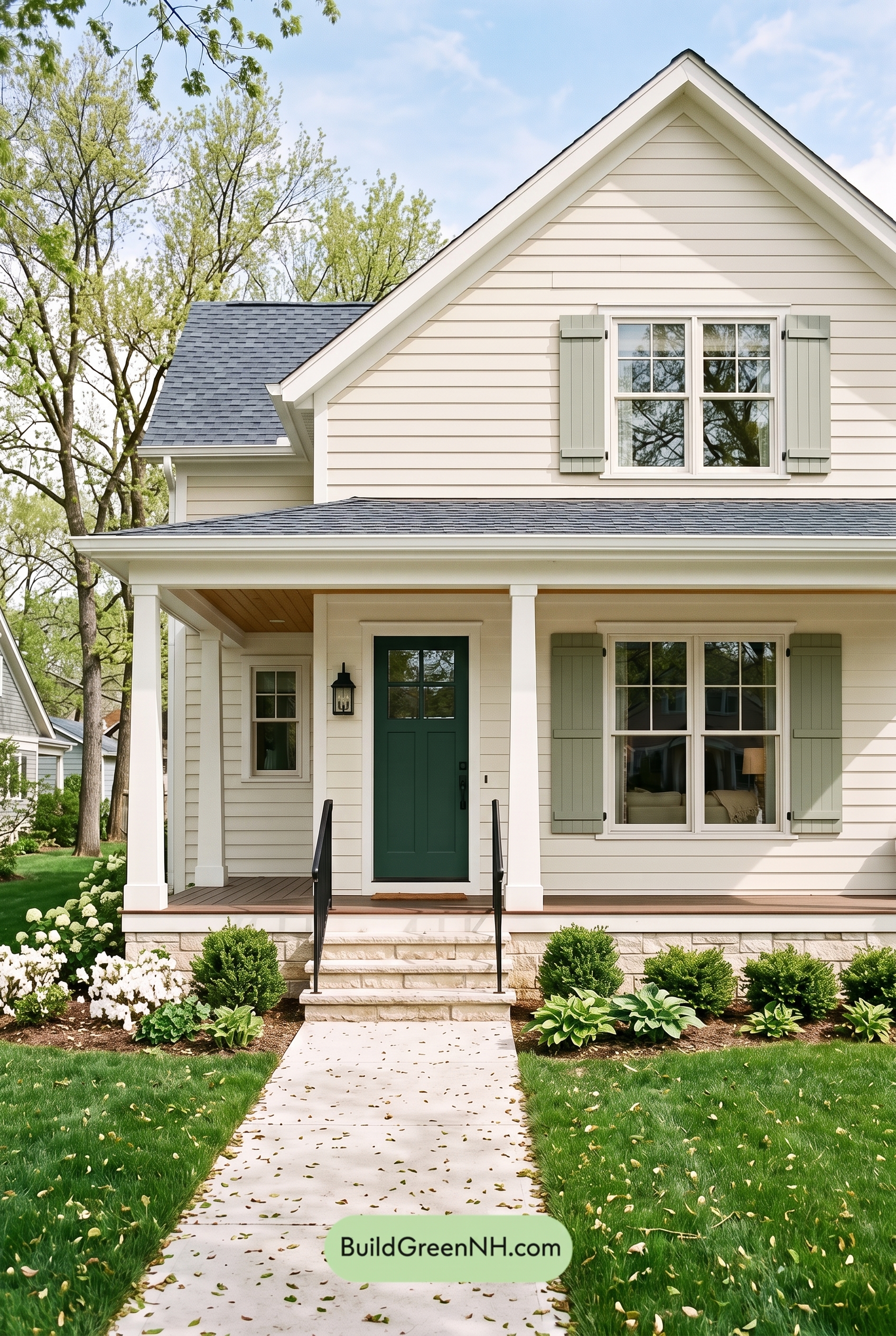 Off White Farmhouse Exterior Color Scheme: Ivory Sage Welcome