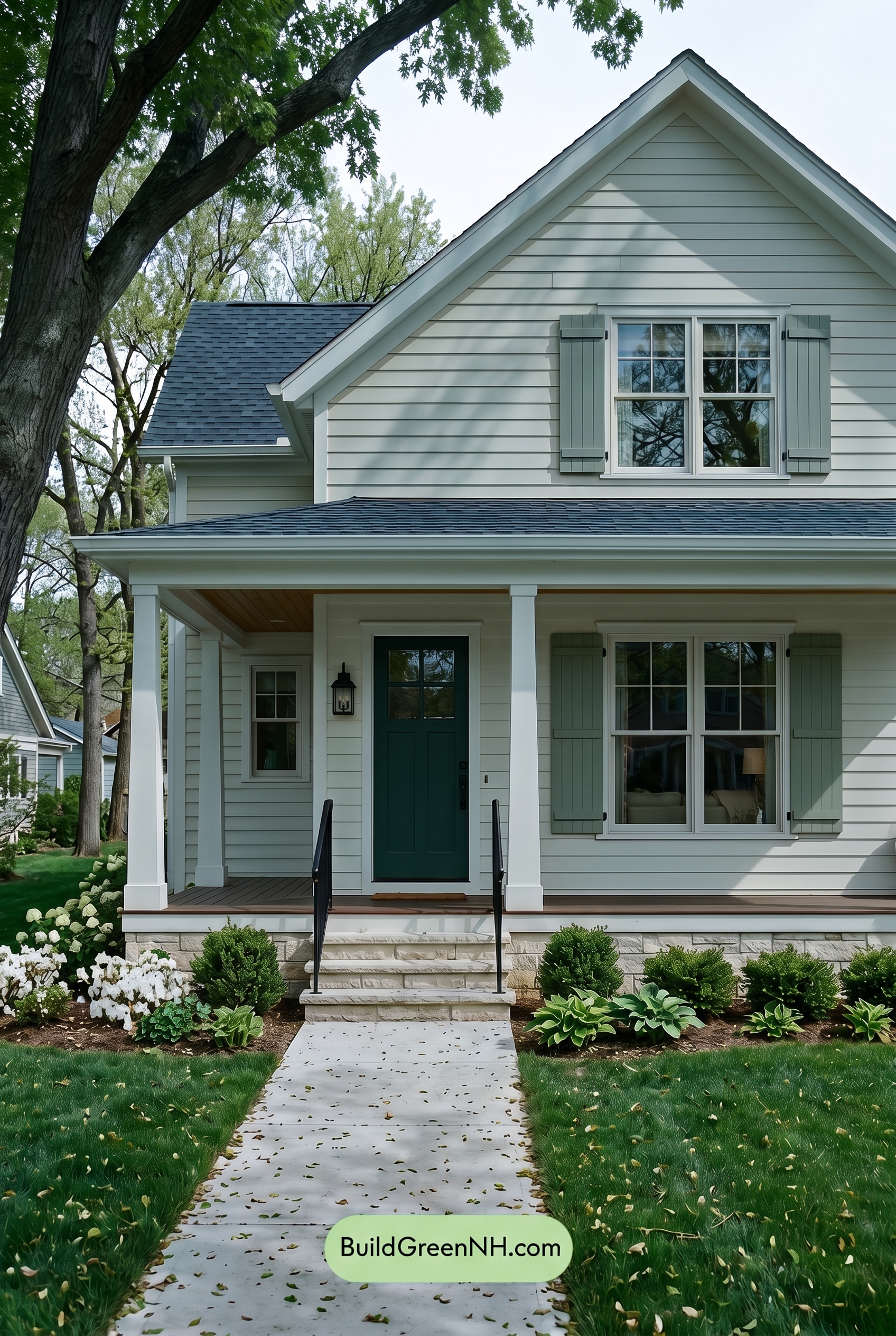 Off White Farmhouse Exterior Color Scheme: Ivory Sage Welcome - Shade