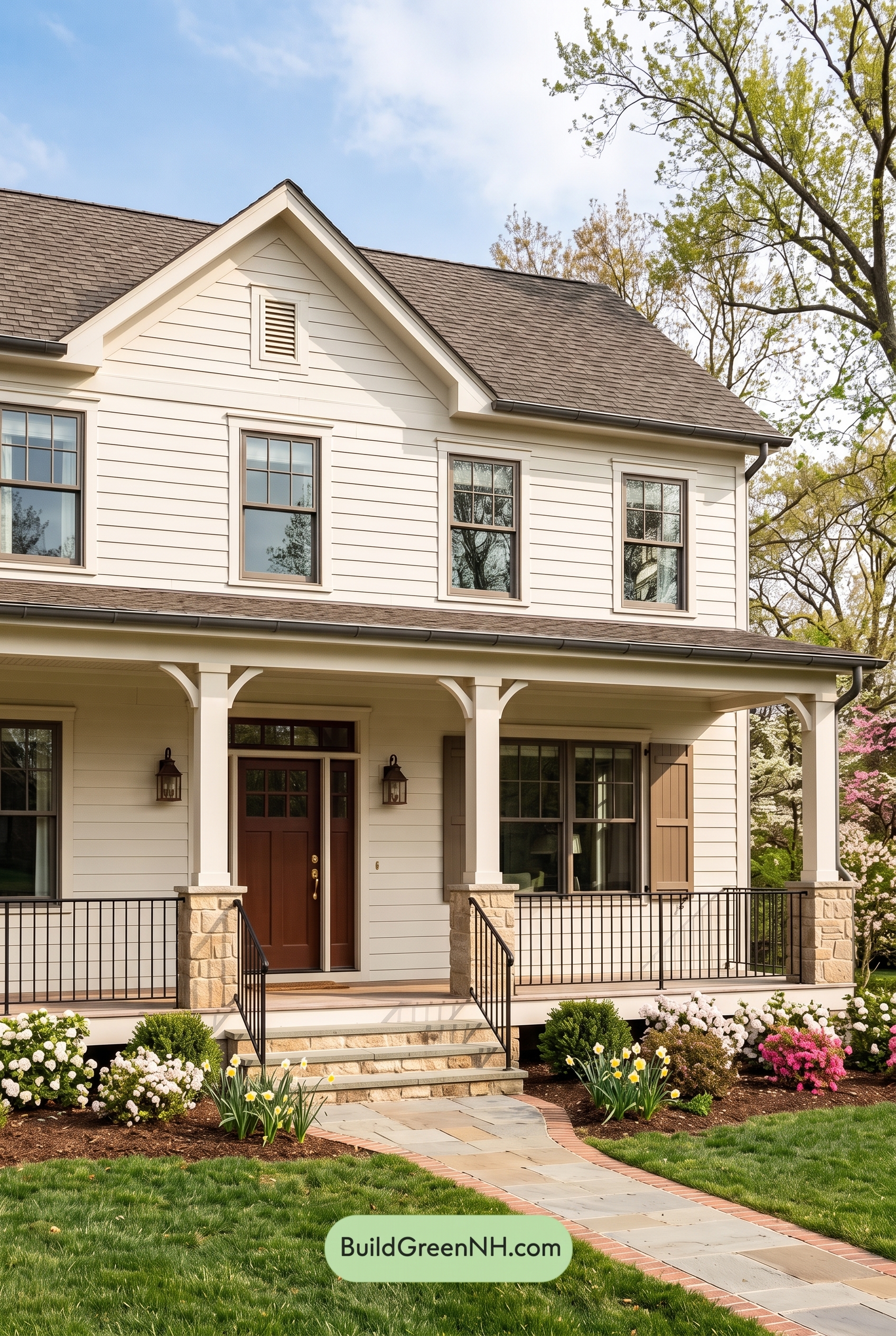 Off White Farmhouse Exterior Color Scheme: Linen Umber Welcome
