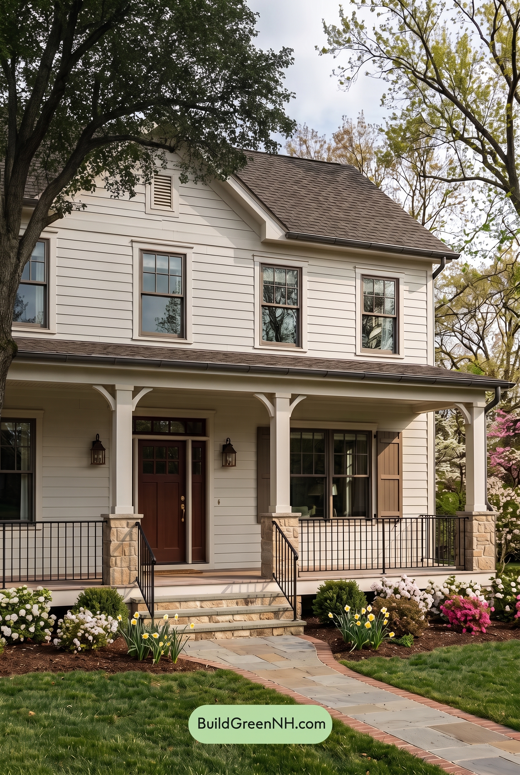 Off White Farmhouse Exterior Color Scheme: Linen Umber Welcome - Shade