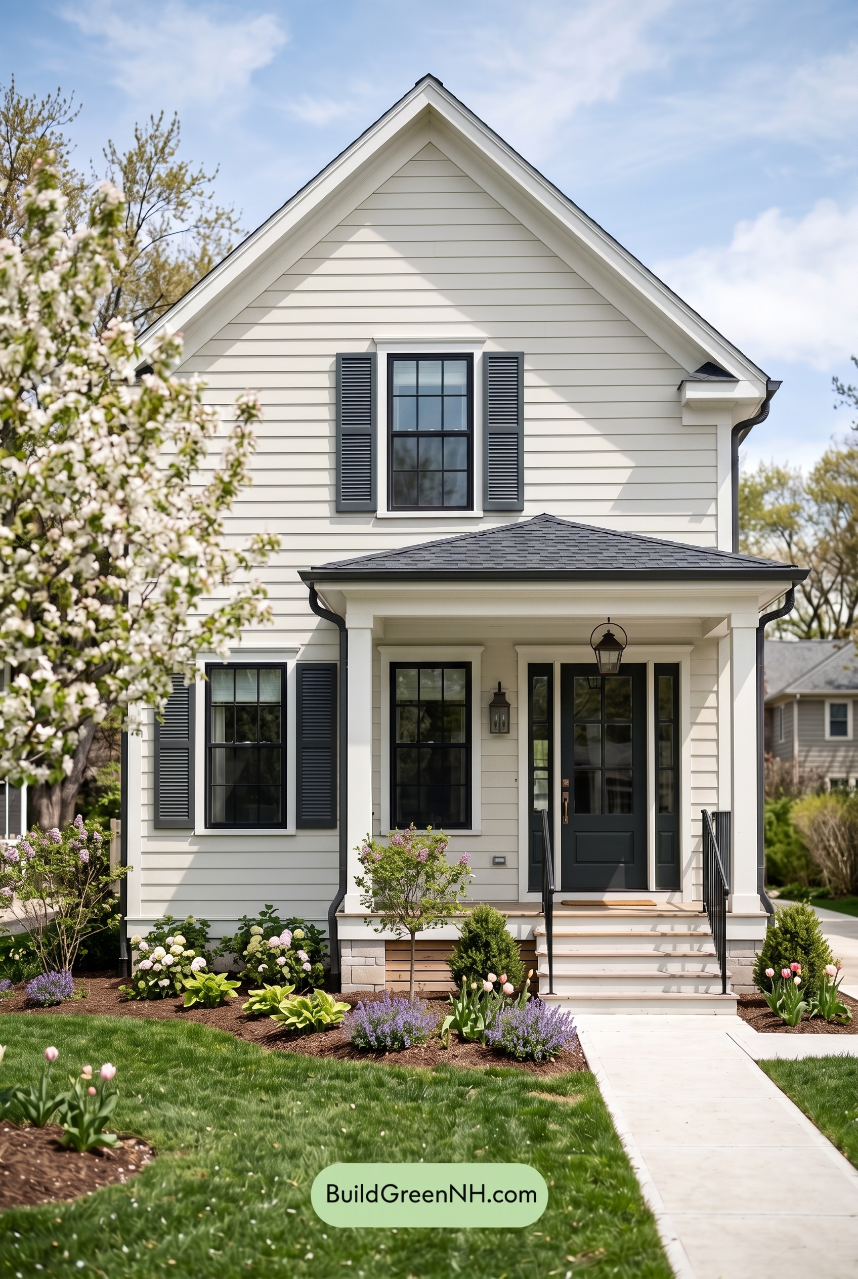 Off White Farmhouse Exterior Color Scheme: Milk Glass Graphite