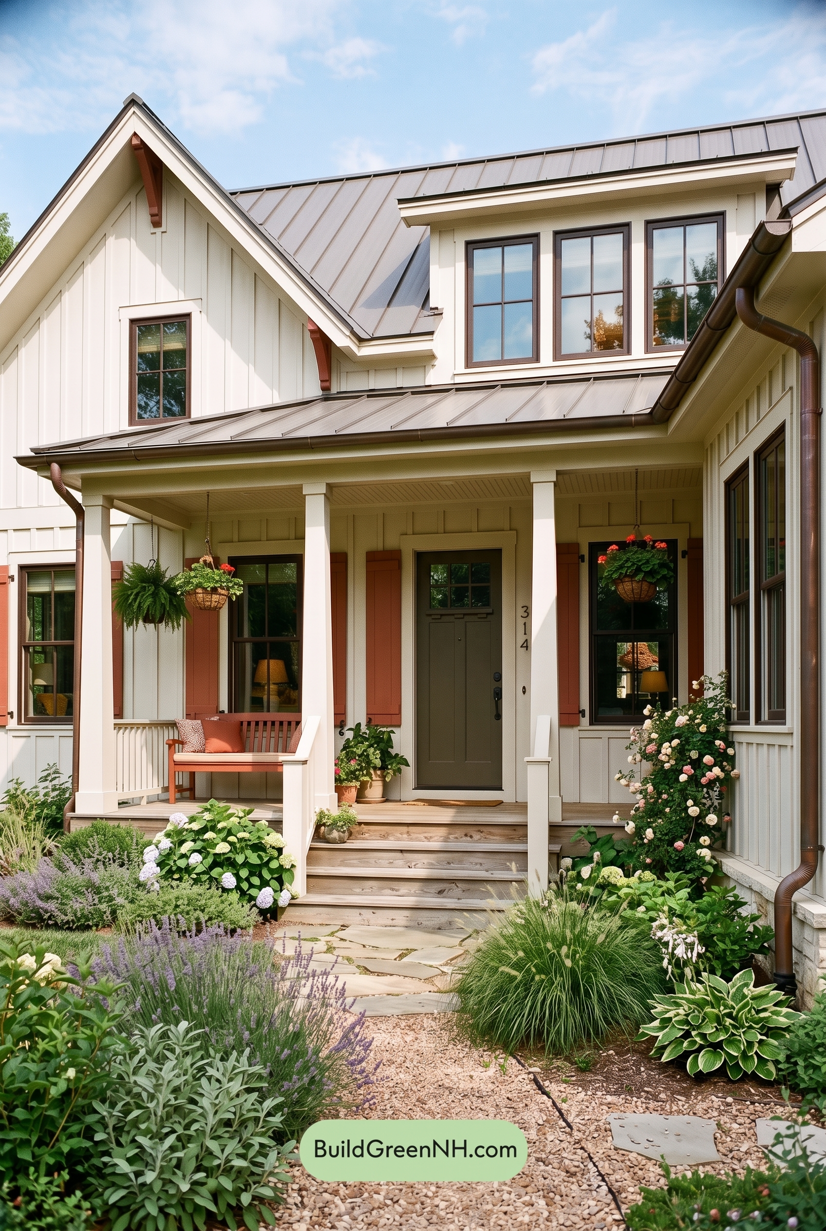 Off White Farmhouse Exterior Color Scheme: Oyster Rust Retreat