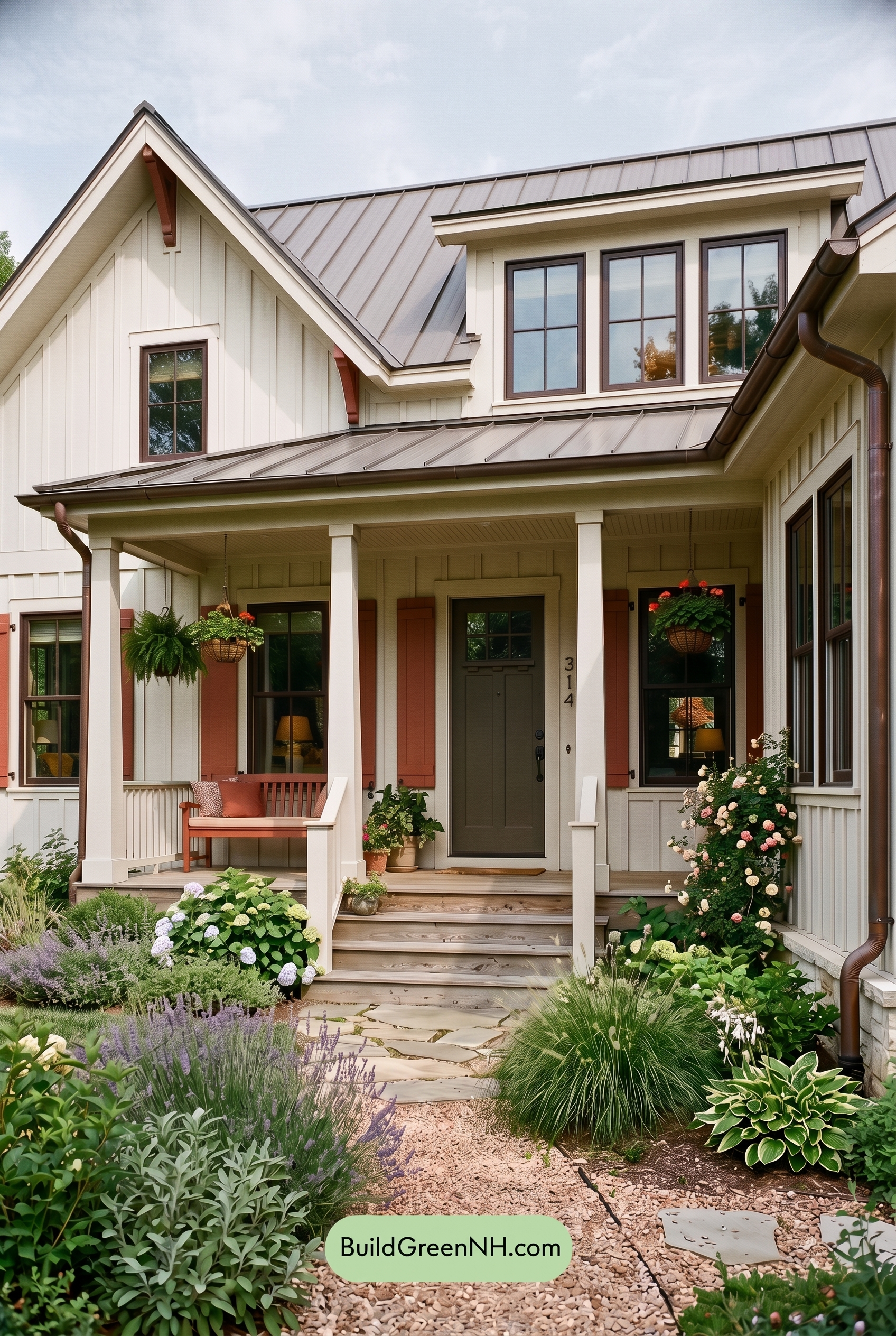 Off White Farmhouse Exterior Color Scheme: Oyster Rust Retreat - Overcast