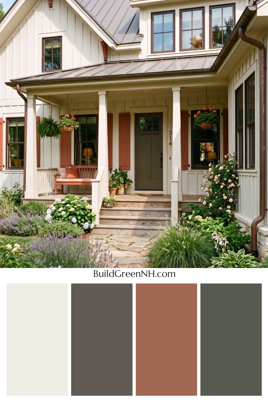 Off White Farmhouse Exterior Color Scheme: Oyster Rust Retreat