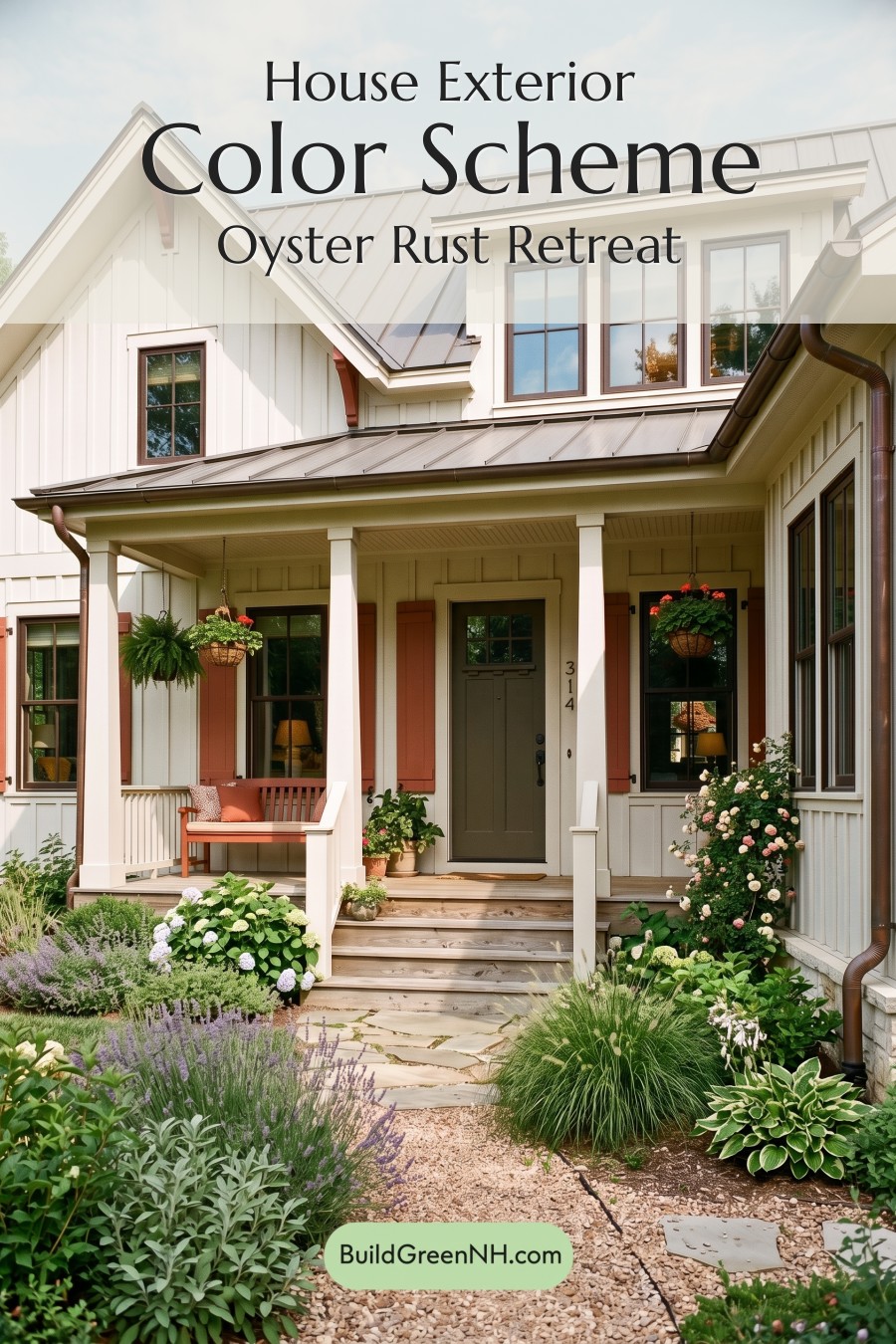 Off White Farmhouse Exterior Color Scheme: Oyster Rust Retreat