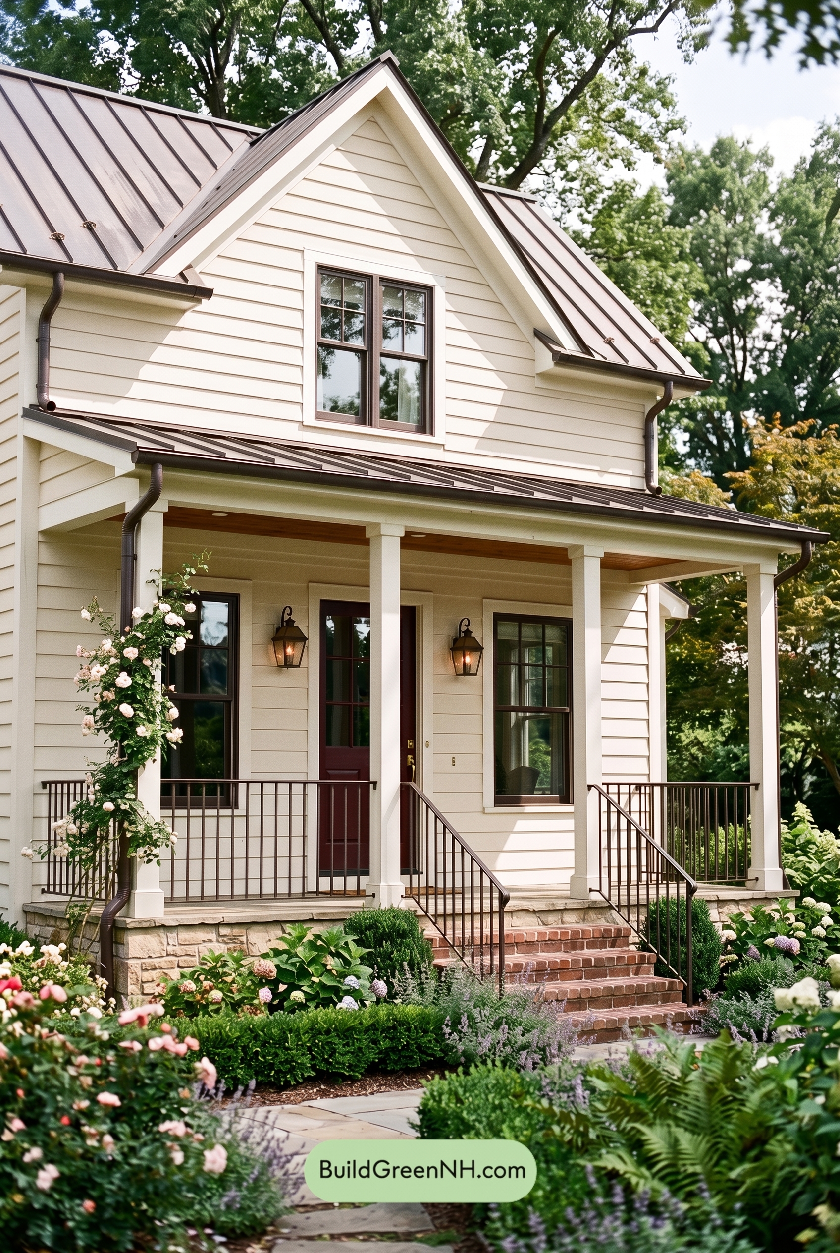 Off White Farmhouse Exterior Color Scheme: Parchment Iron Glow