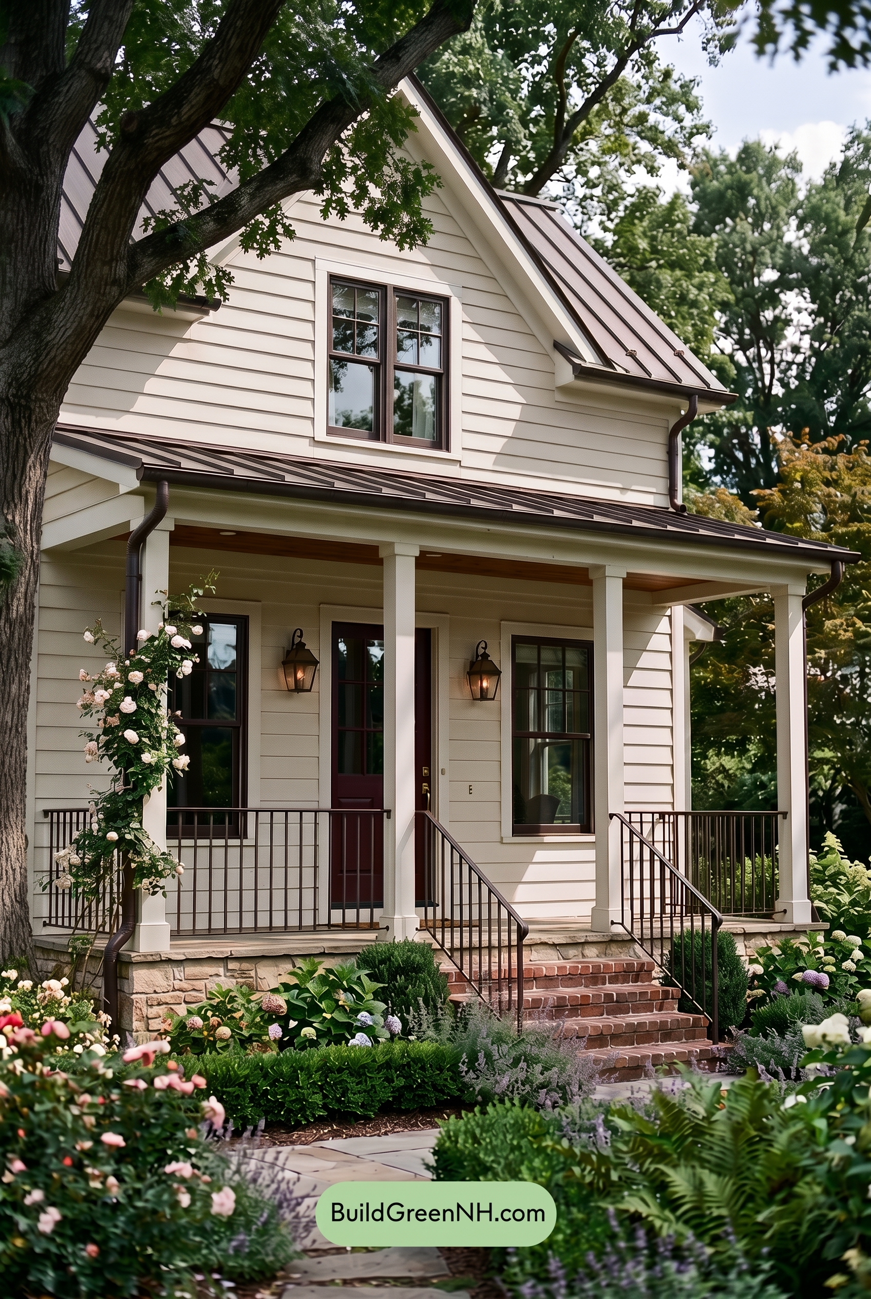 Off White Farmhouse Exterior Color Scheme: Parchment Iron Glow - Shade