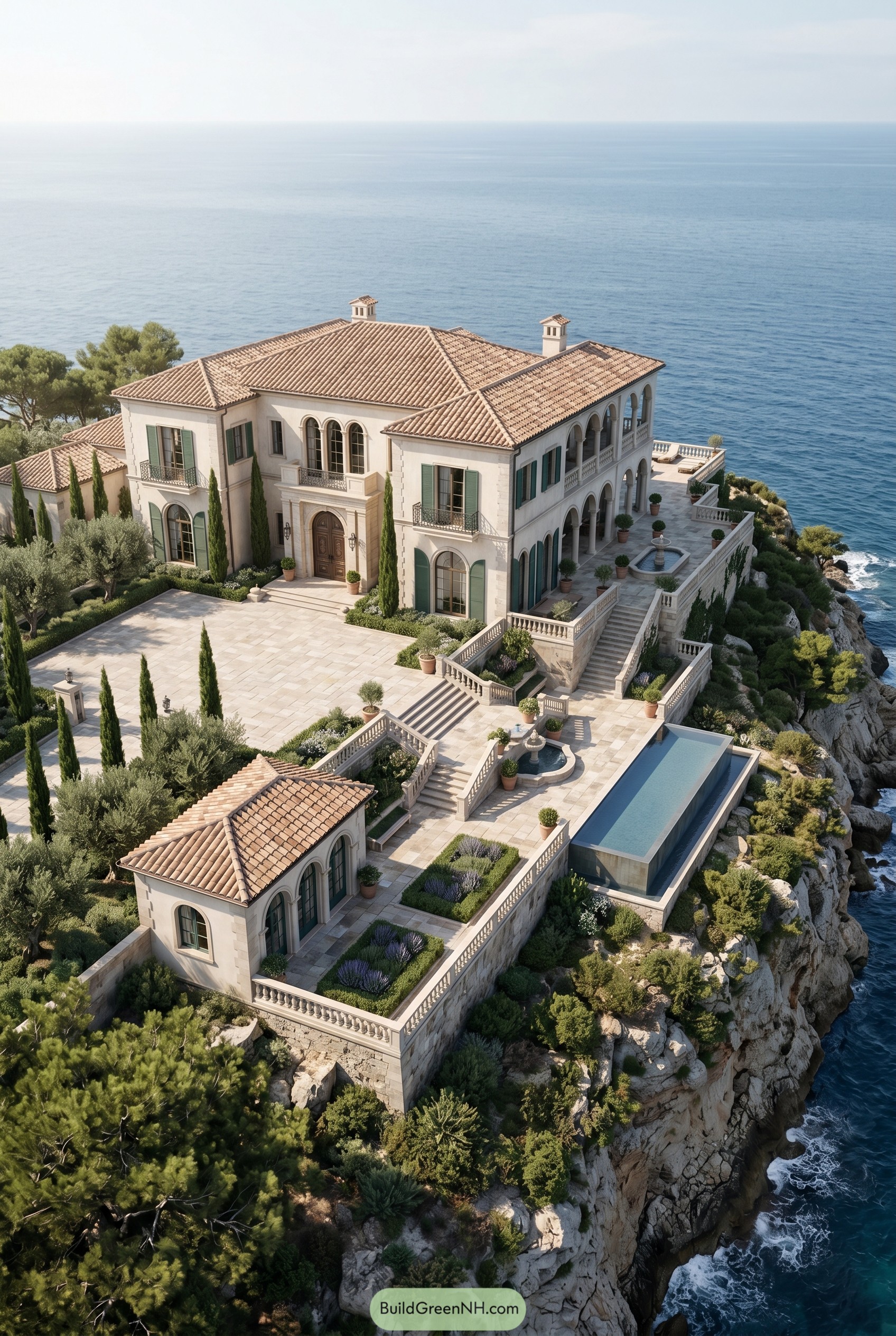Mediterranean cliffside villa with pool terraces