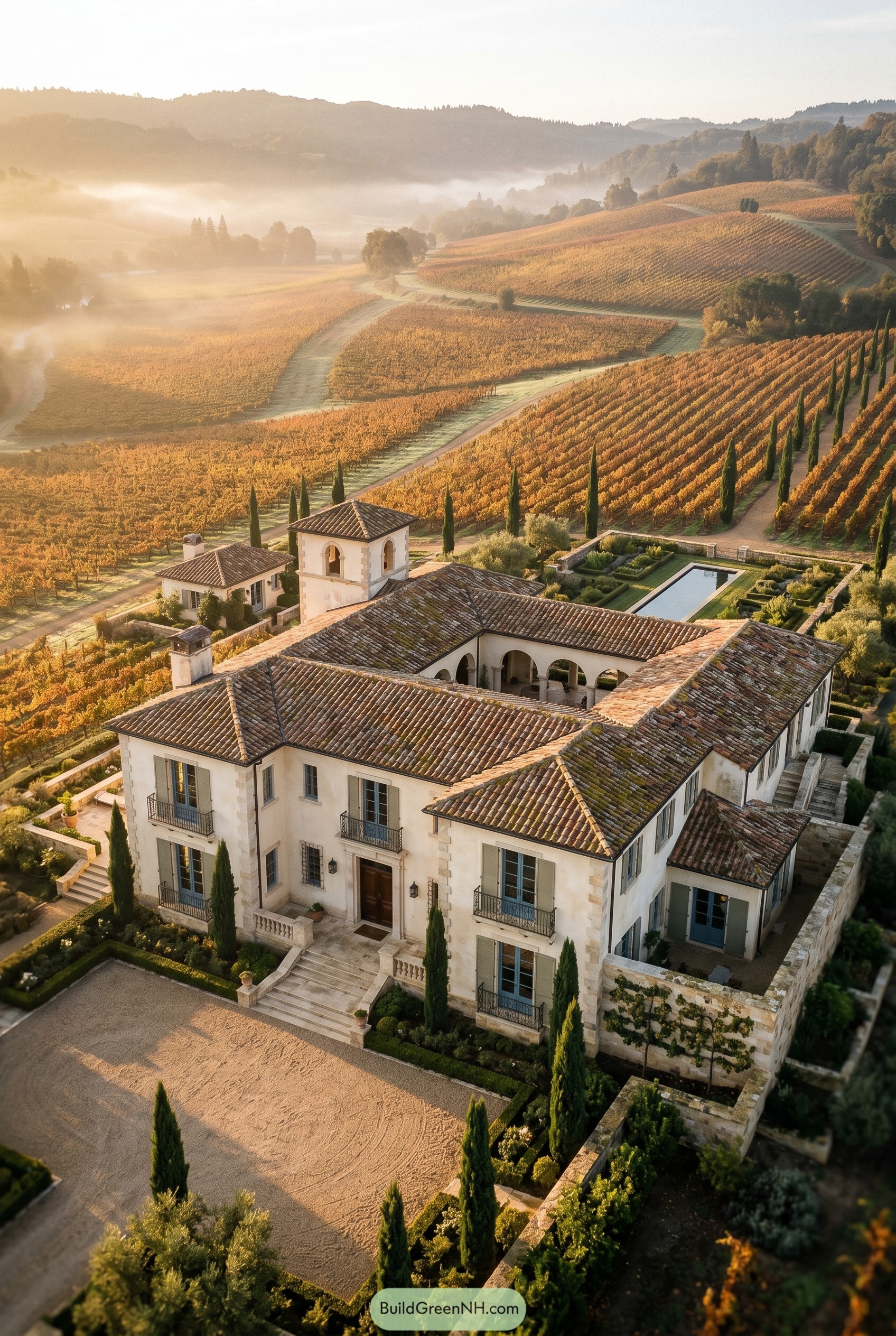 Mediterranean estate with courtyard amid vineyards