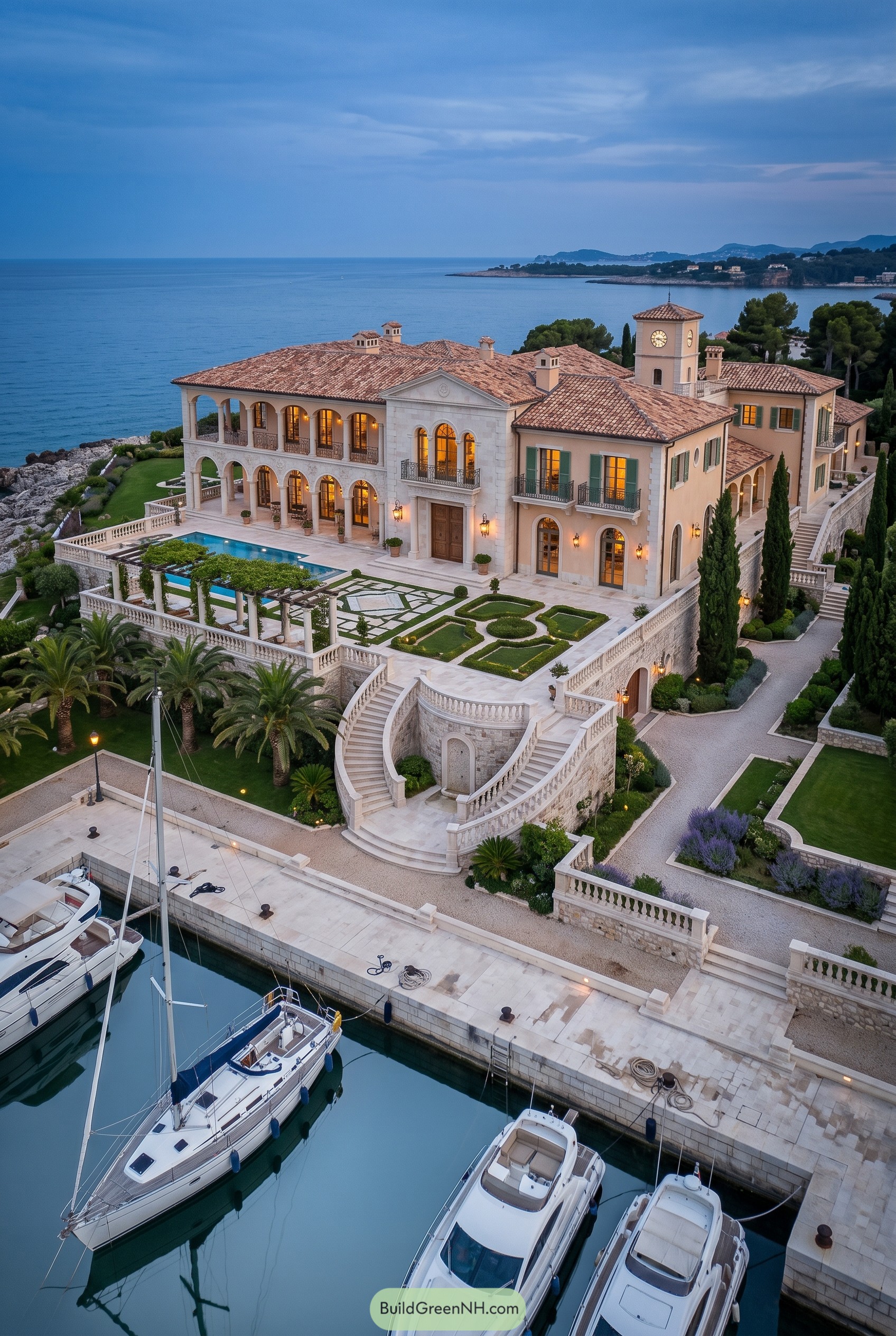 Seaside Mediterranean mansion with private marina