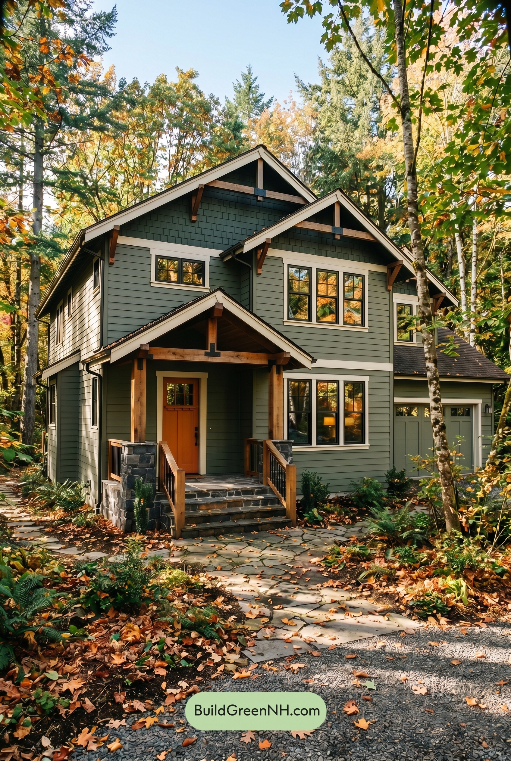 Single Story, 0 Beds, 0 Baths, 0 sq. ft., Sage Green Based Craftsman House Exterior Color Scheme: Cedar Shade Retreat
