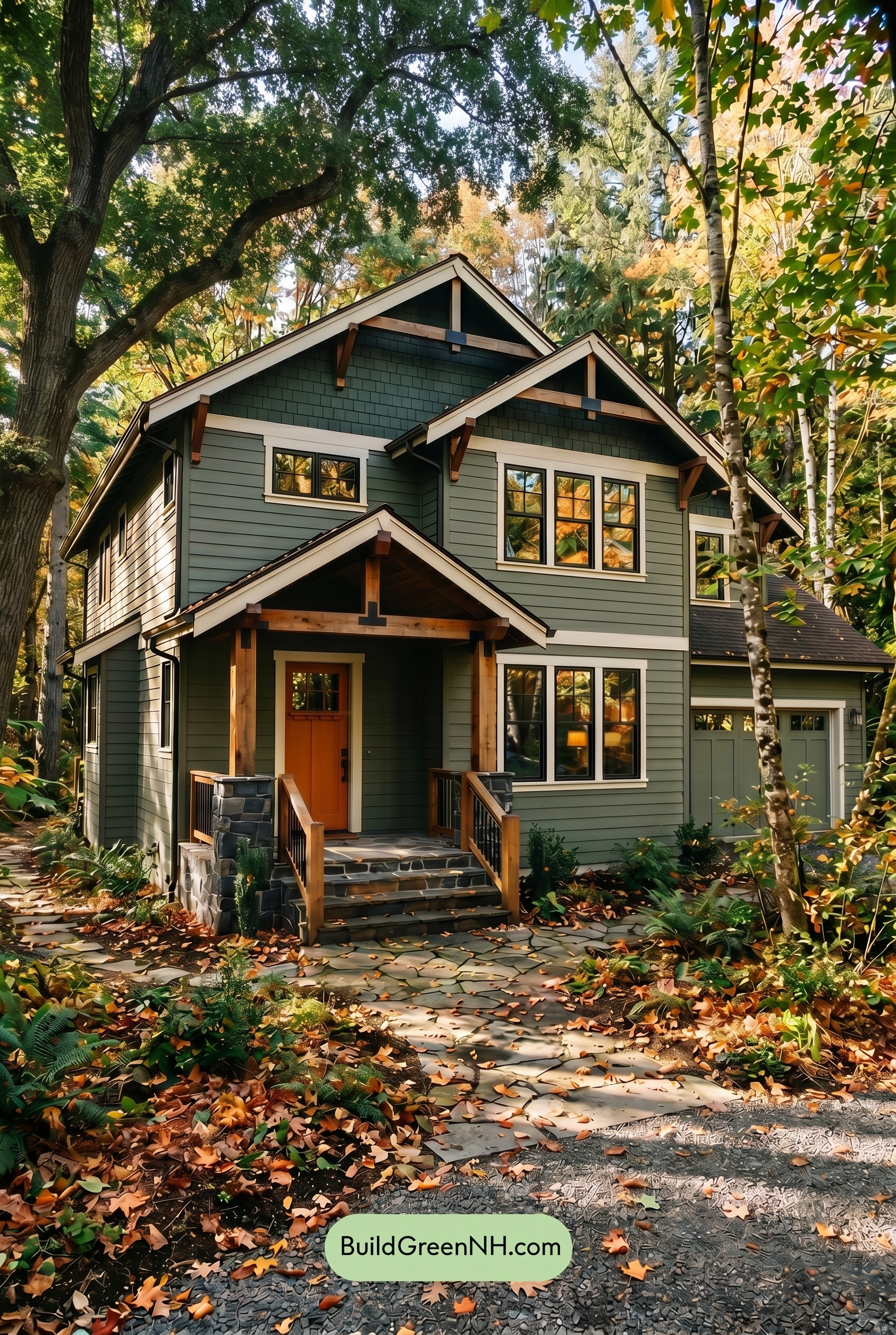 Single Story, 0 Beds, 0 Baths, 0 sq. ft., Sage Green Based Craftsman House Exterior Color Scheme: Cedar Shade Retreat - Shade