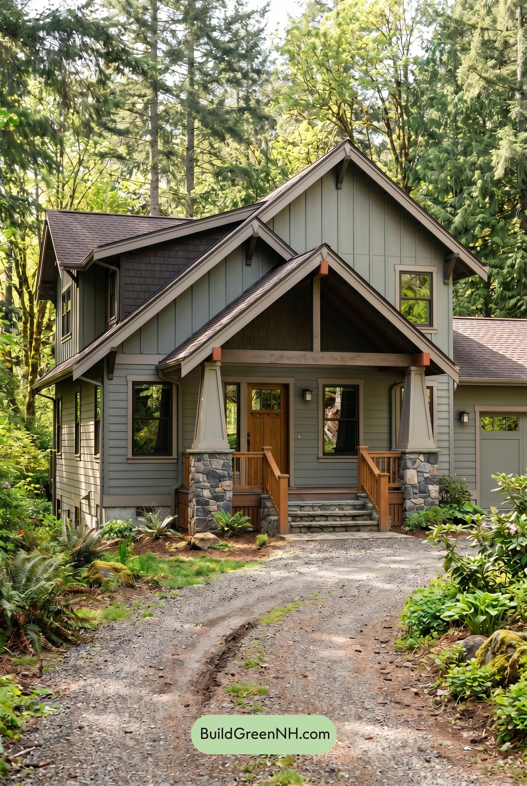Single Story, 0 Beds, 0 Baths, 0 sq. ft., Sage Green Based Craftsman House Exterior Color Scheme: Gray Green, Clay, Warm Wood