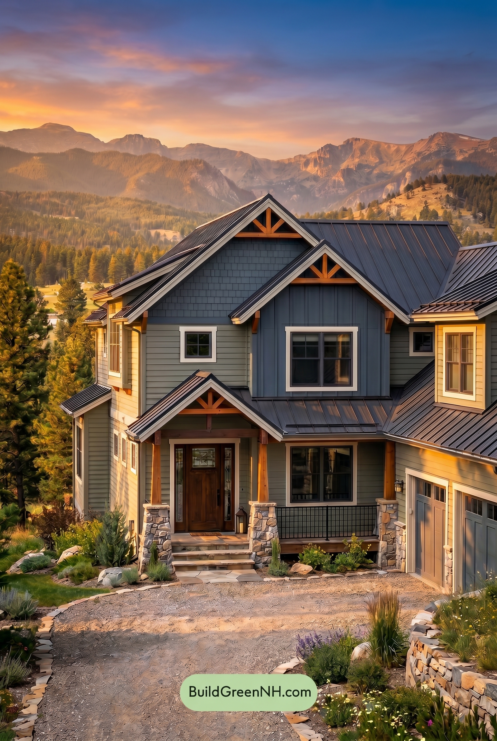 Single Story, 0 Beds, 0 Baths, 0 sq. ft., Sage Green Based Craftsman House Exterior Color Scheme: Highland Hearthline - Golden Hour