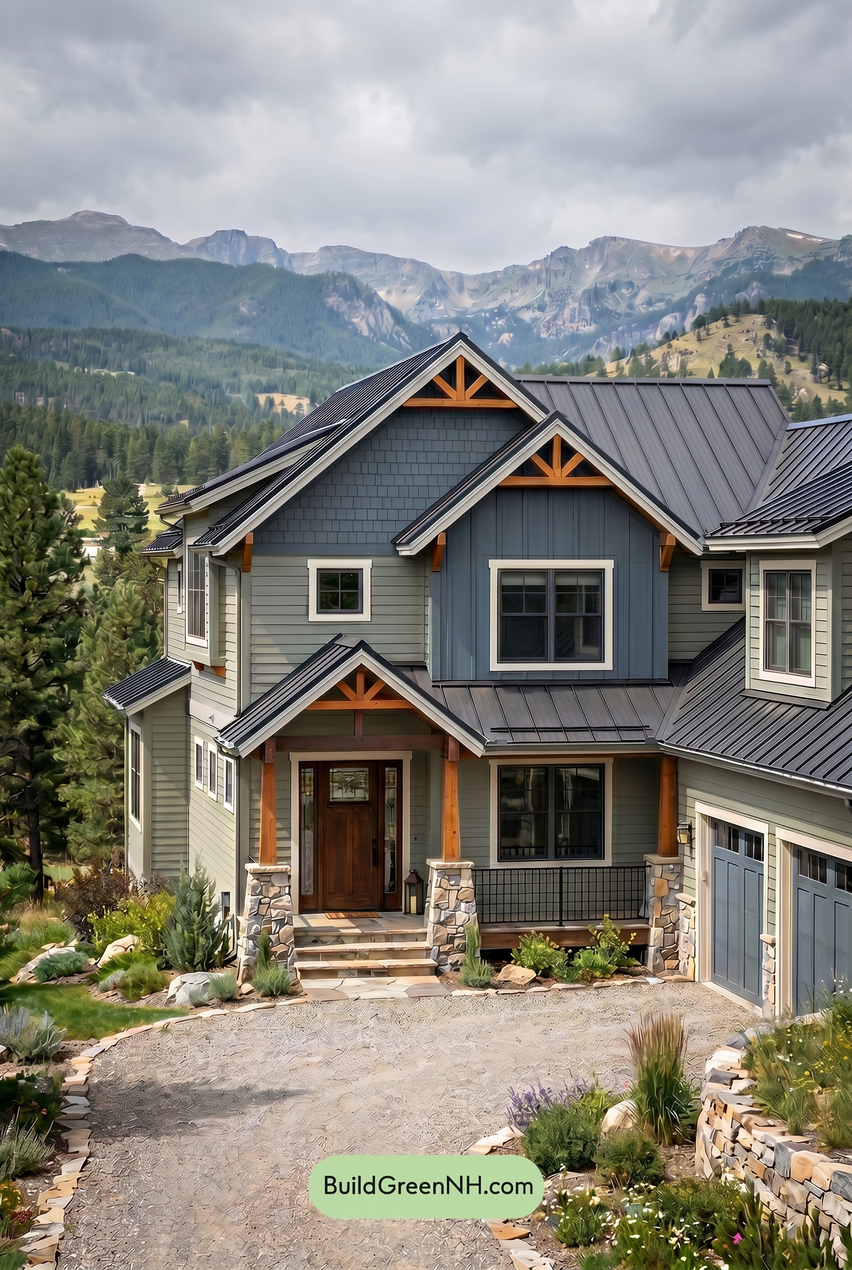 Single Story, 0 Beds, 0 Baths, 0 sq. ft., Sage Green Based Craftsman House Exterior Color Scheme: Highland Hearthline - Overcast