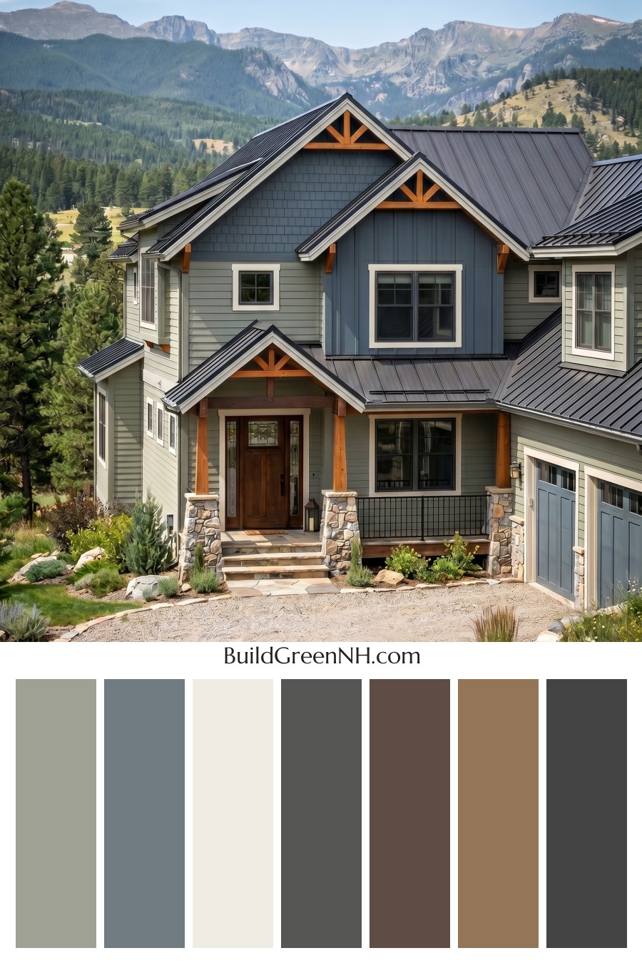 Single Story, 0 Beds, 0 Baths, 0 sq. ft., Sage Green Based Craftsman House Exterior Color Scheme: Highland Hearthline