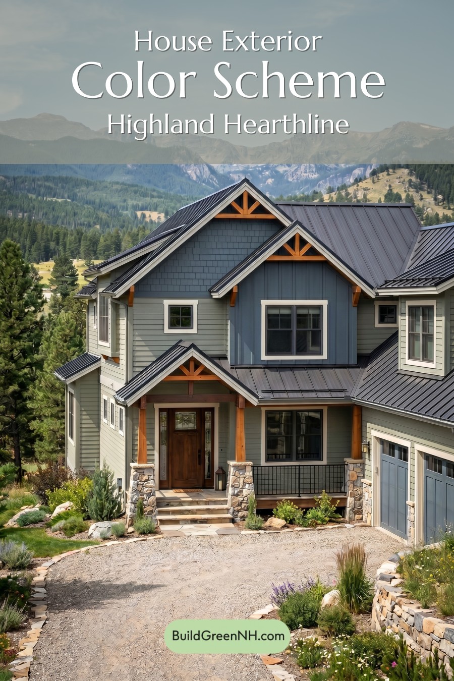 Single Story, 0 Beds, 0 Baths, 0 sq. ft., Sage Green Based Craftsman House Exterior Color Scheme: Highland Hearthline