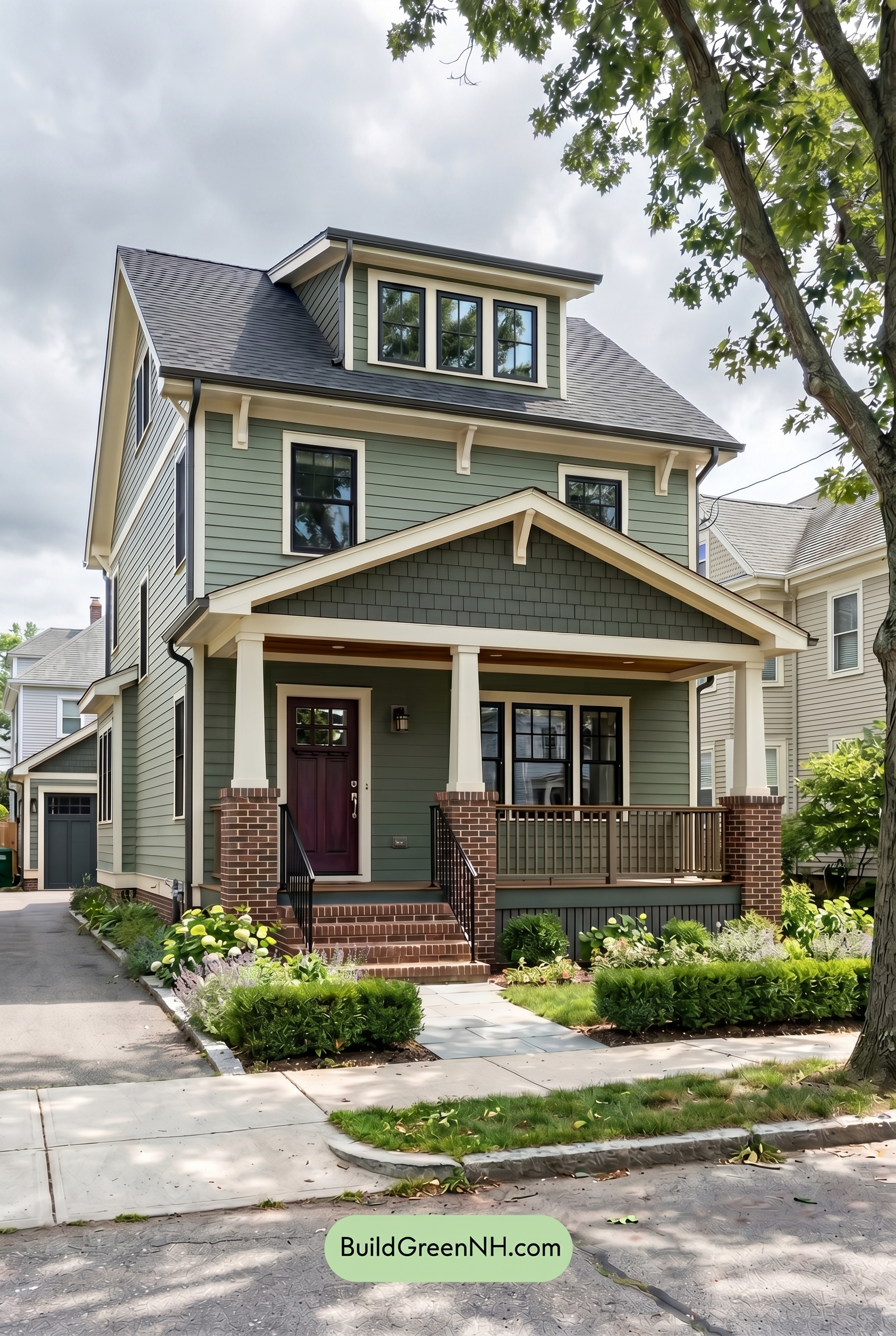Single Story, 0 Beds, 0 Baths, 0 sq. ft., Sage Green Based Craftsman House Exterior Color Scheme: Main Street Softness - Overcast