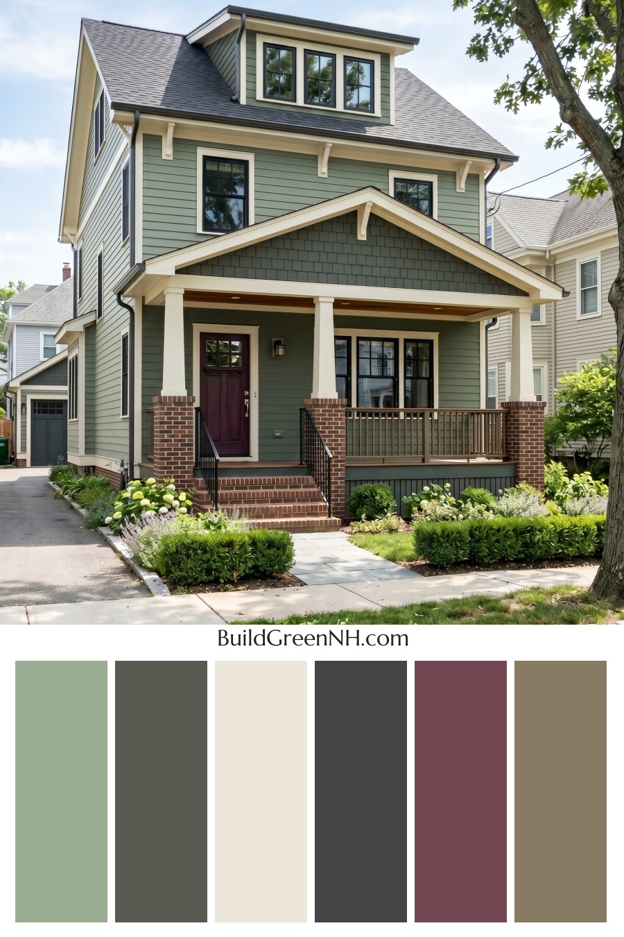 Single Story, 0 Beds, 0 Baths, 0 sq. ft., Sage Green Based Craftsman House Exterior Color Scheme: Main Street Softness