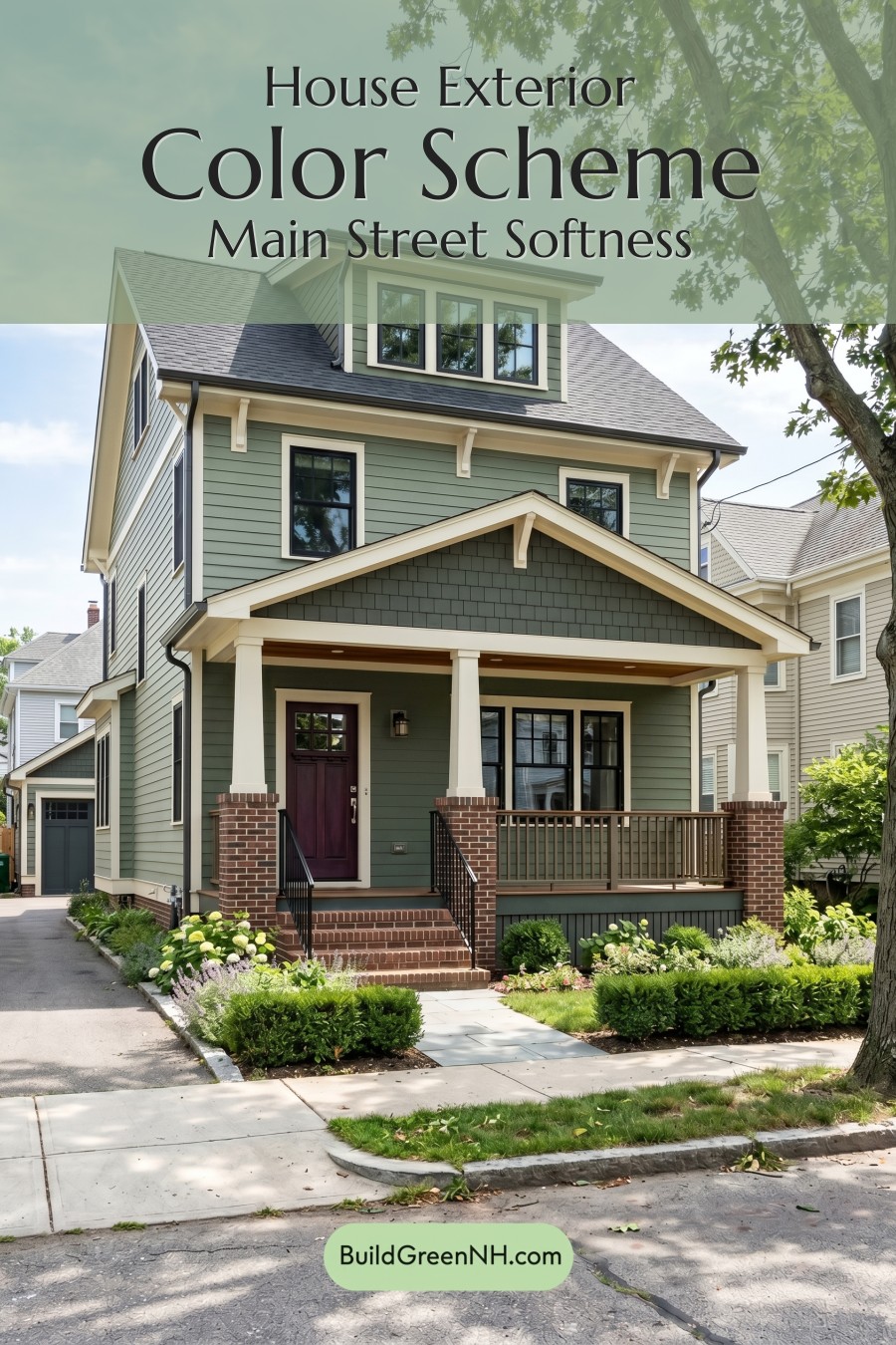 Single Story, 0 Beds, 0 Baths, 0 sq. ft., Sage Green Based Craftsman House Exterior Color Scheme: Main Street Softness