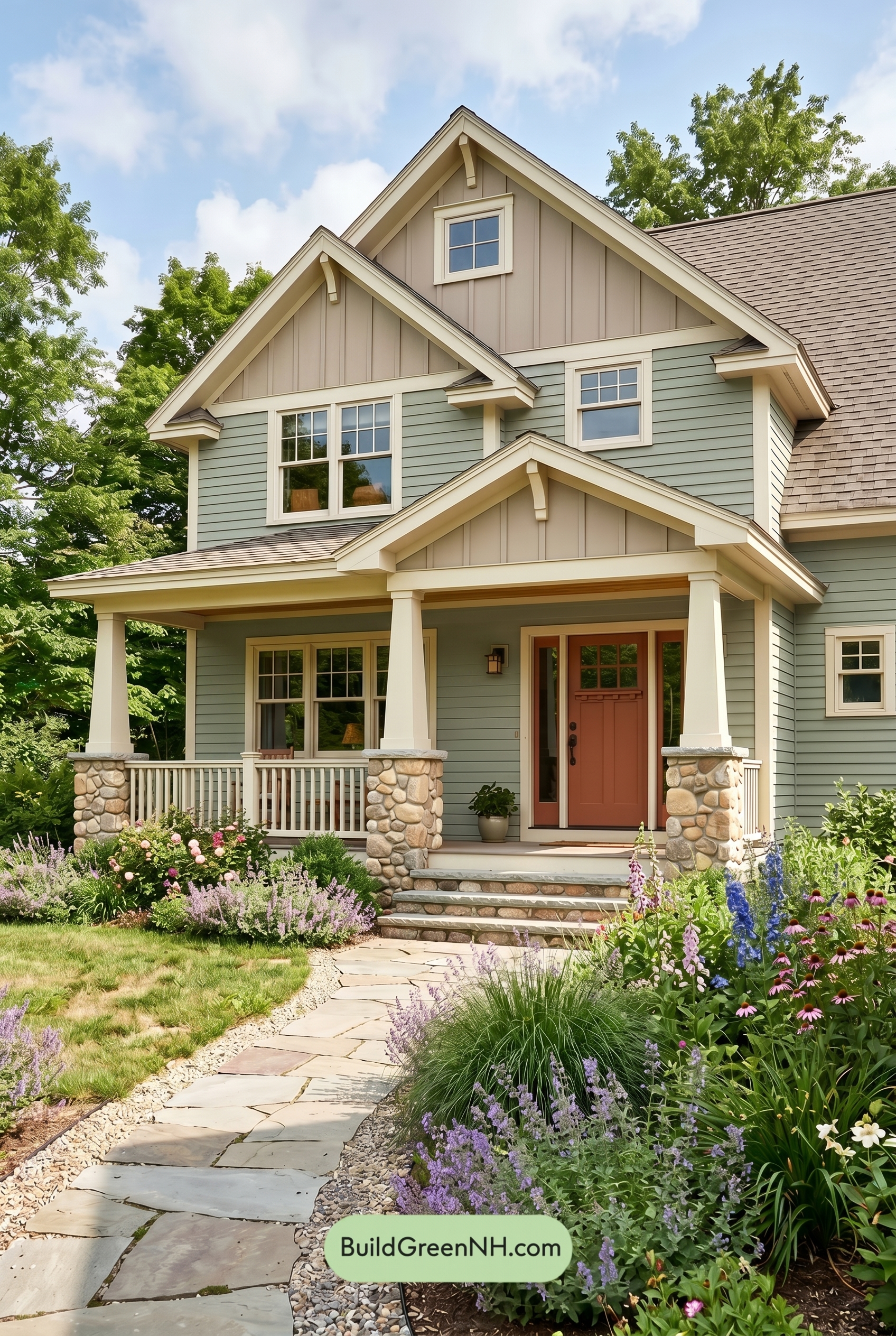 Single Story, 0 Beds, 0 Baths, 0 sq. ft., Sage Green Based Craftsman House Exterior Color Scheme: Meadow Porch Stillness