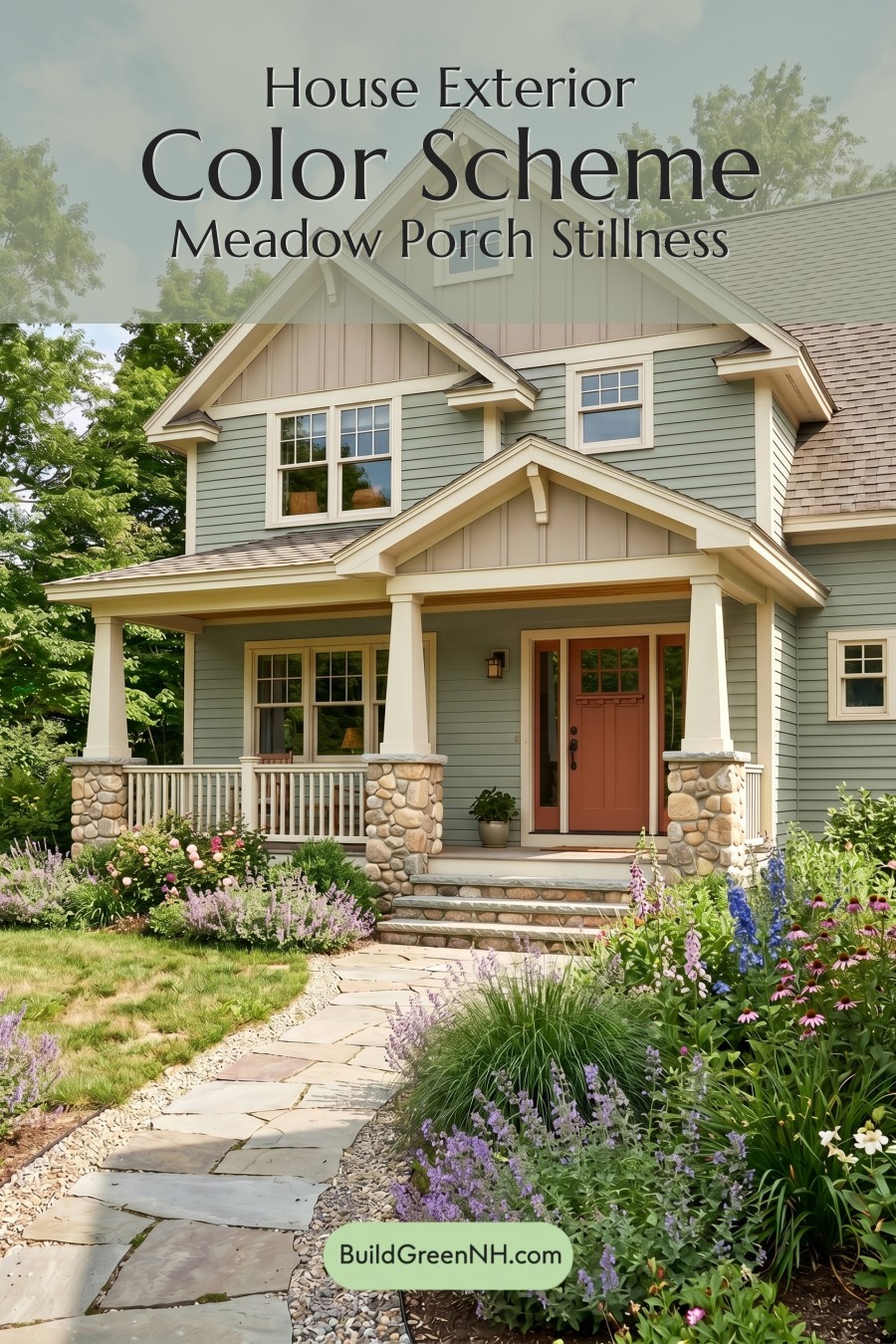 Single Story, 0 Beds, 0 Baths, 0 sq. ft., Sage Green Based Craftsman House Exterior Color Scheme: Meadow Porch Stillness