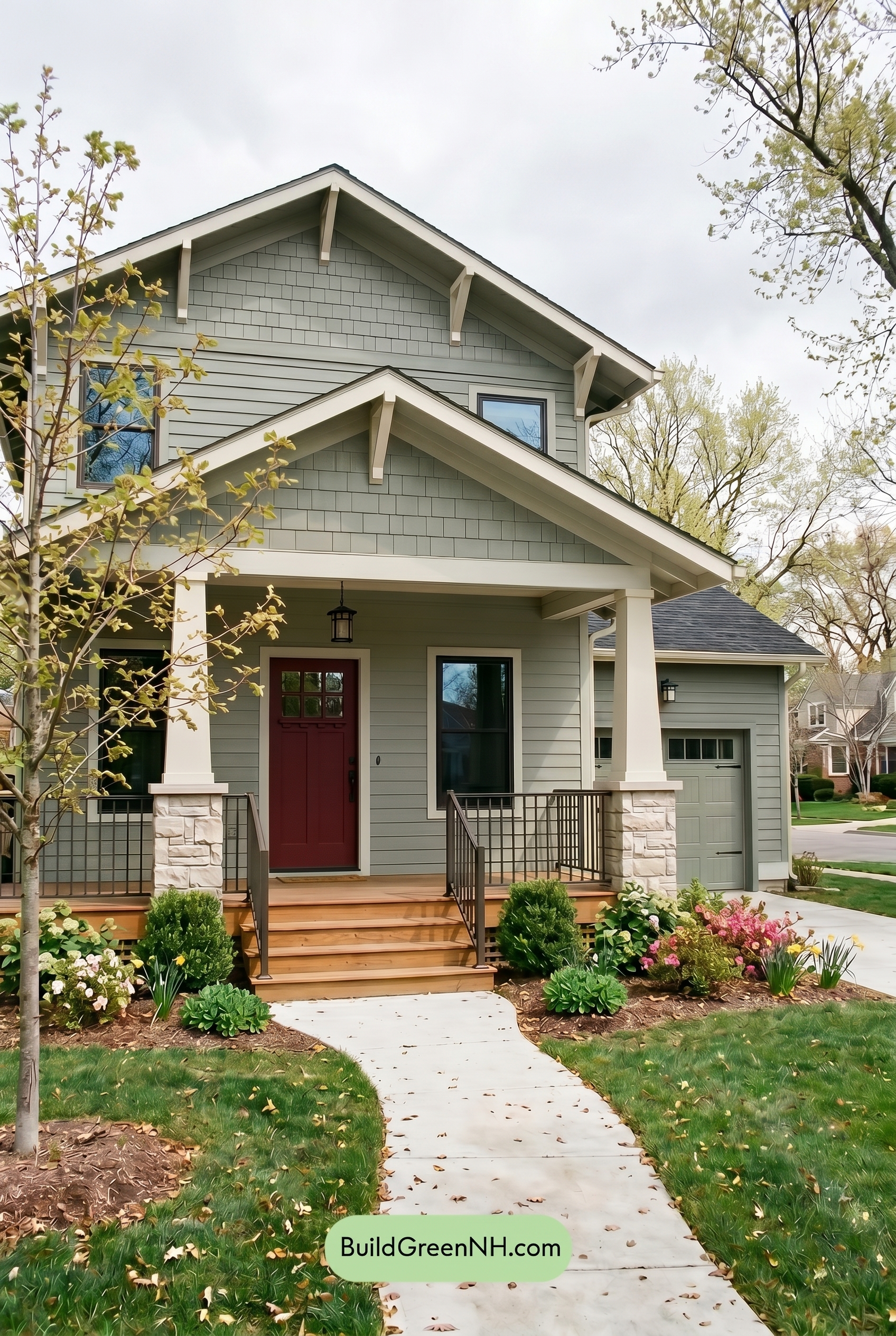 Single Story, 0 Beds, 0 Baths, 0 sq. ft., Sage Green Based Craftsman House Exterior Color Scheme: Quiet Hearth Welcome - Overcast