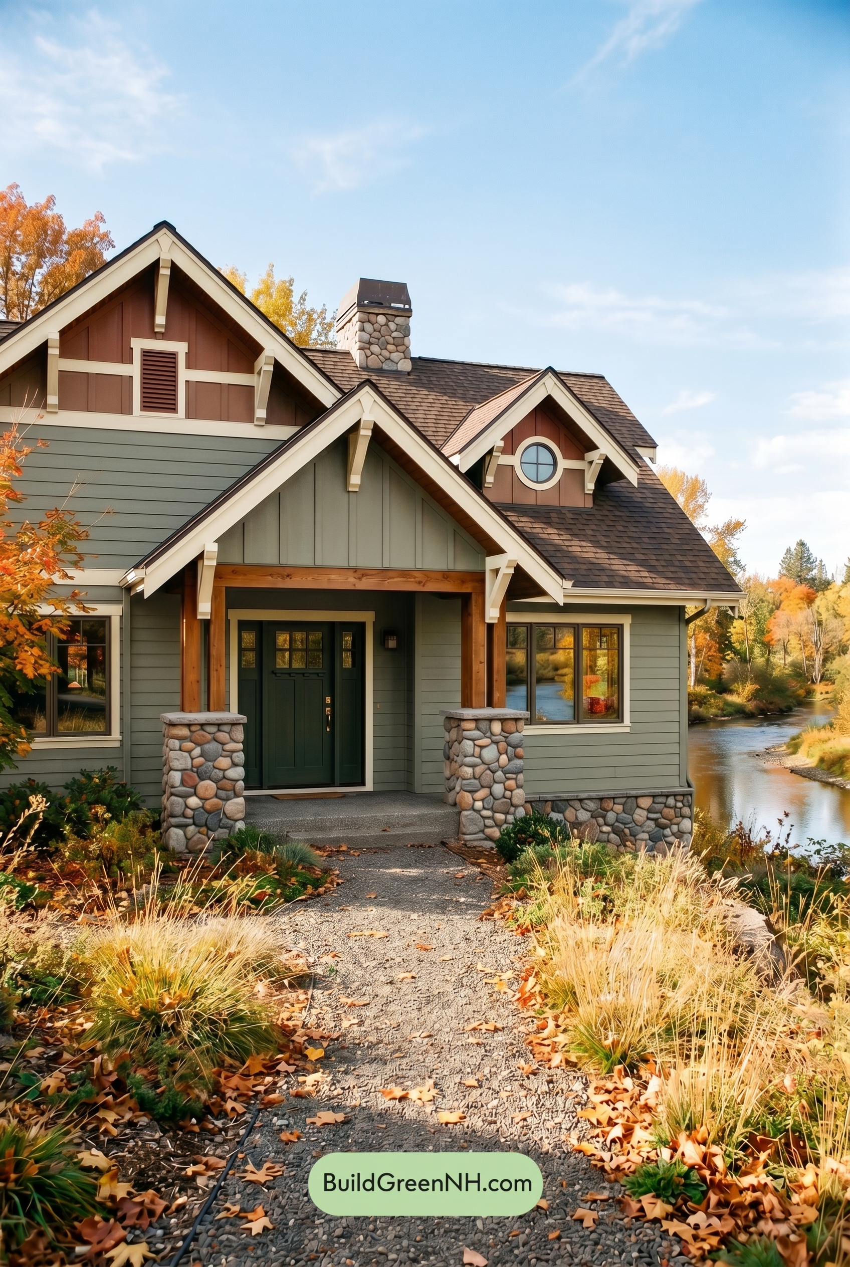 Single Story, 0 Beds, 0 Baths, 0 sq. ft., Sage Green Based Craftsman House Exterior Color Scheme: Riverstone Morning Ease