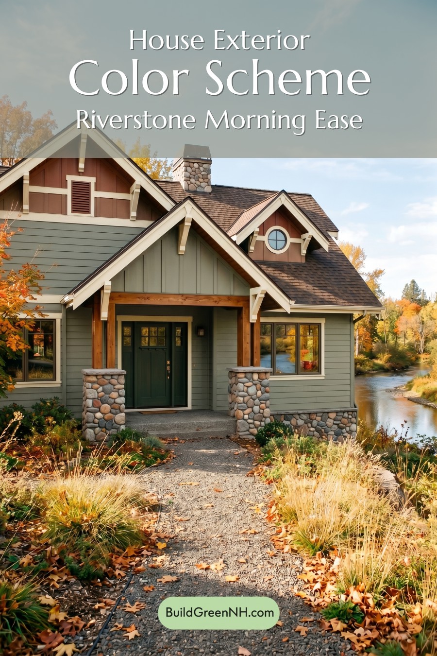 Single Story, 0 Beds, 0 Baths, 0 sq. ft., Sage Green Based Craftsman House Exterior Color Scheme: Riverstone Morning Ease