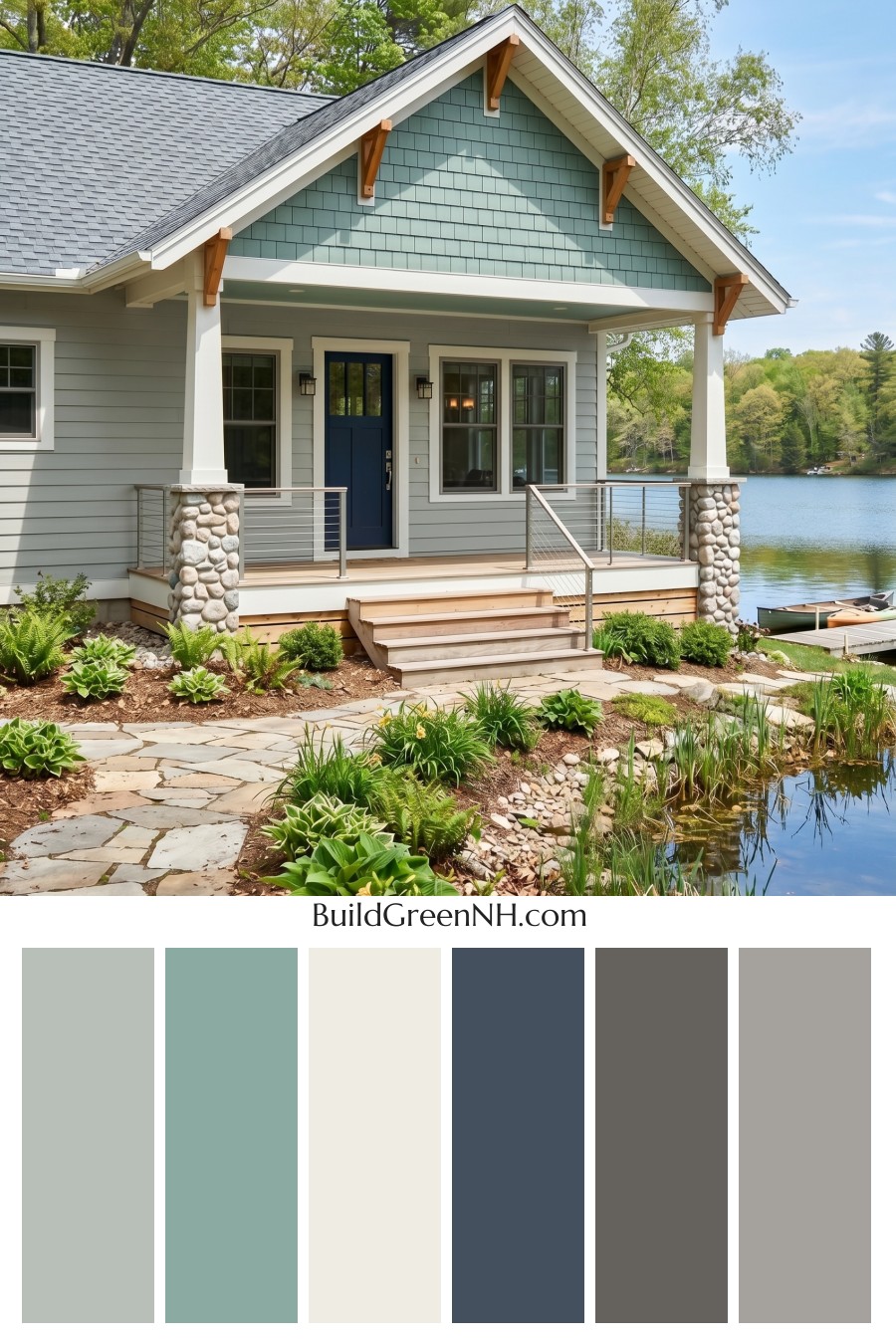 Single Story, 0 Beds, 0 Baths, 0 sq. ft., Sage Green Based Craftsman House Exterior Color Scheme: Shoreline Calm